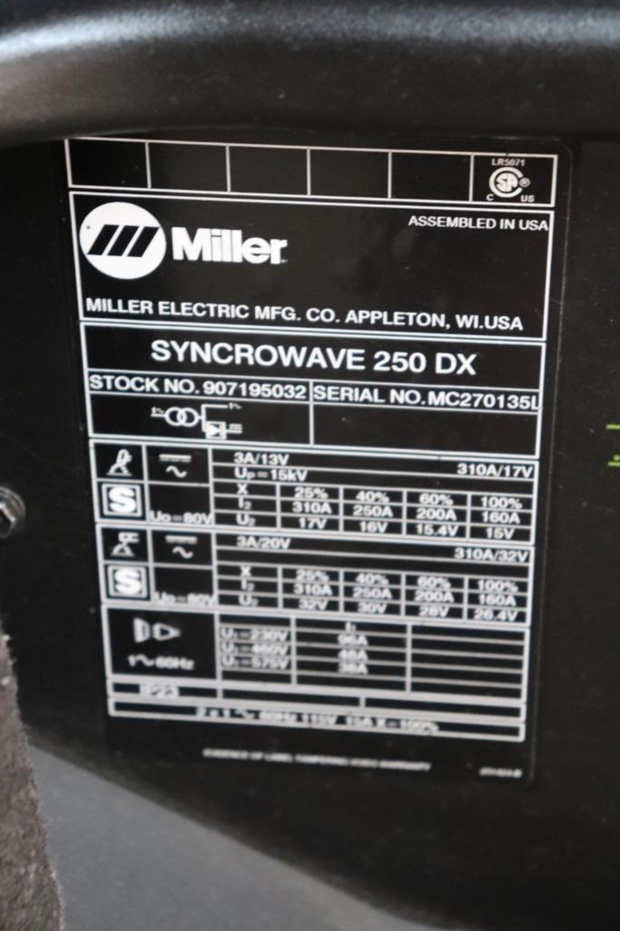 Miller Syncrowave 250 DX Tig Welder - Image 4 of 7