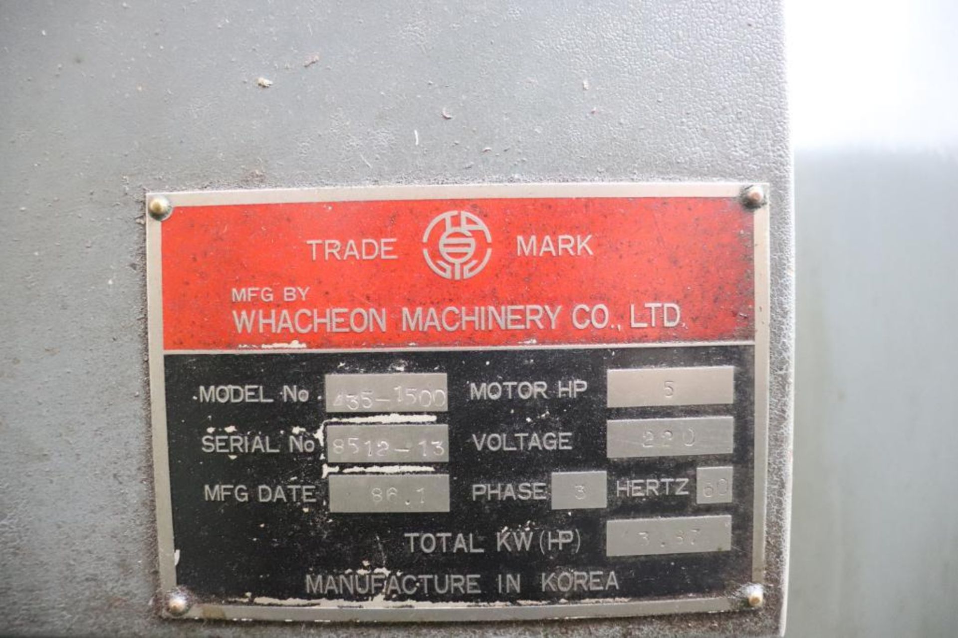 Whacheon 17" x 59" Engine Lathe - Image 20 of 20