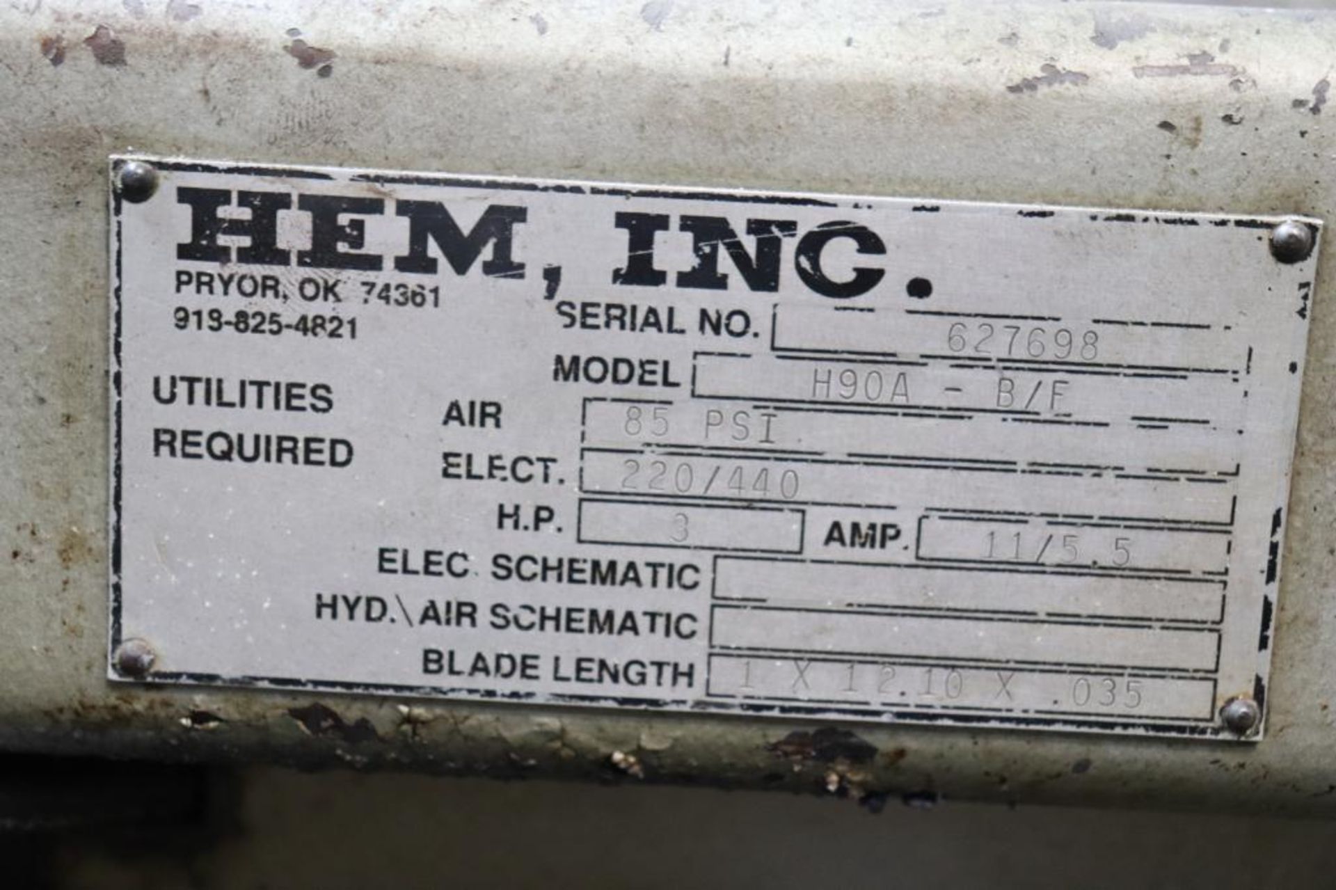 Hem H90A Horizontal Band Saw Power Clamping Power Feed - Image 11 of 15