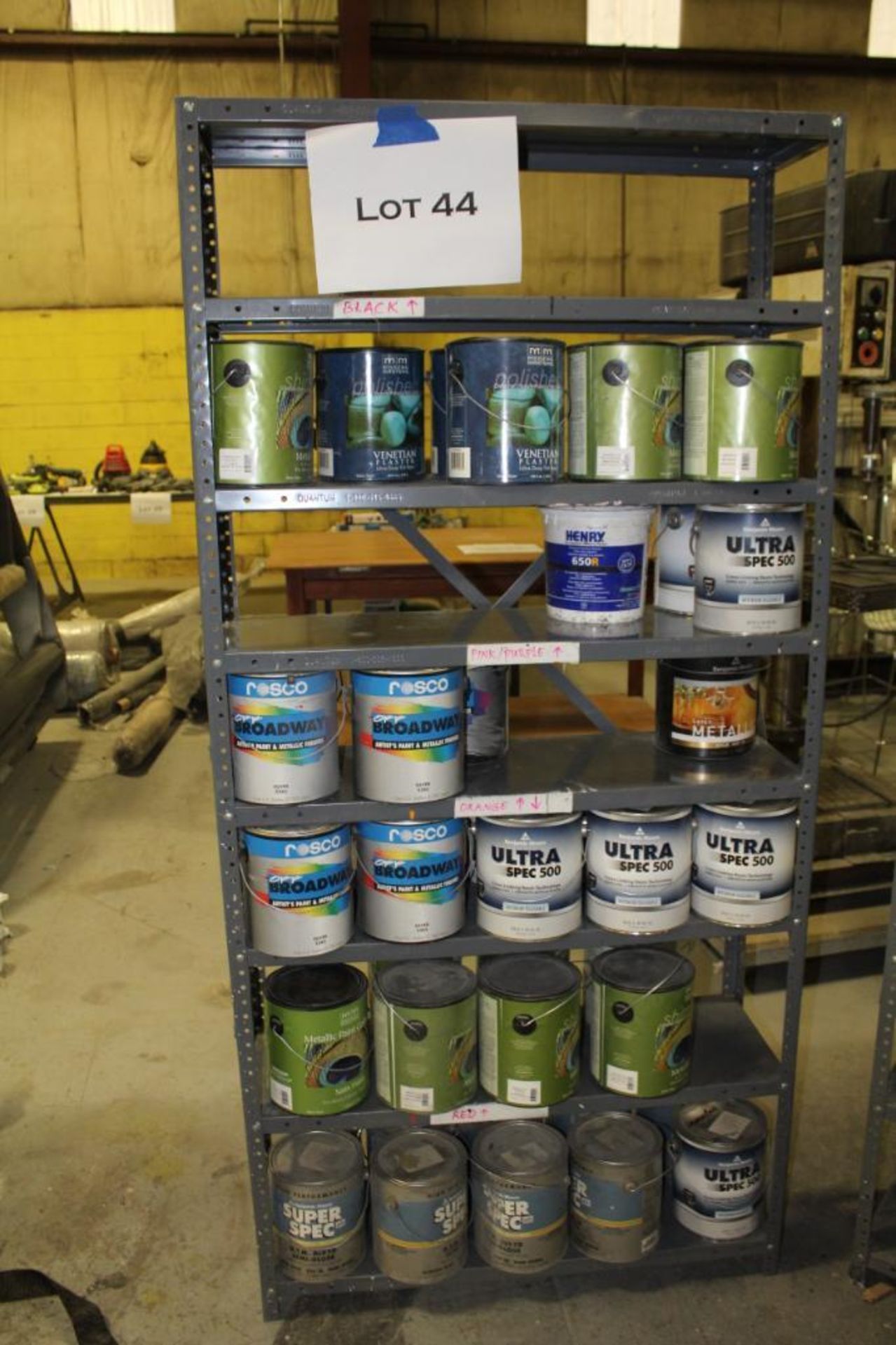 Specialty paints and finishes w/ two metal shelf units