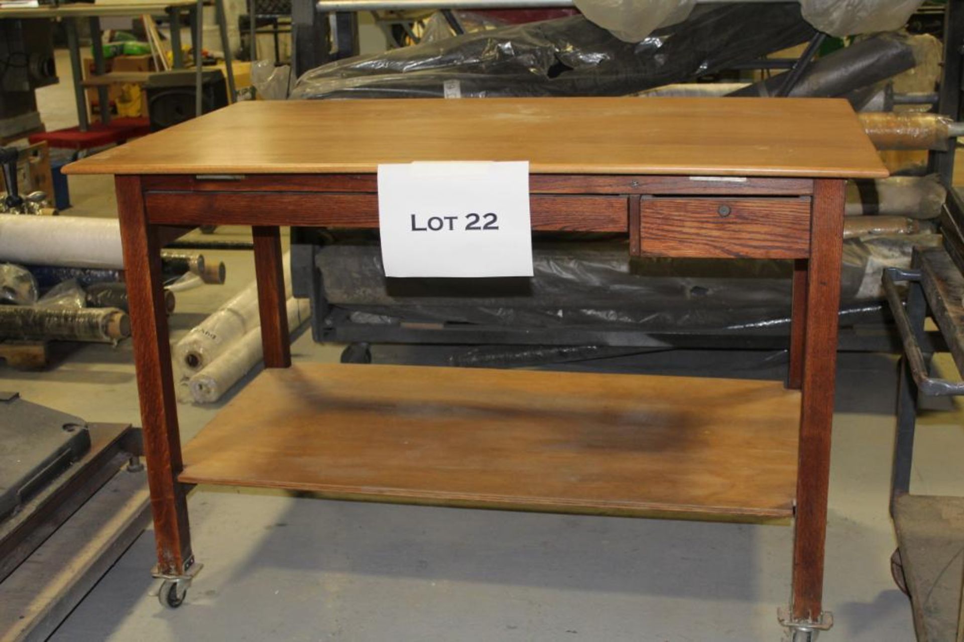 Wood drafting table w/ drawers