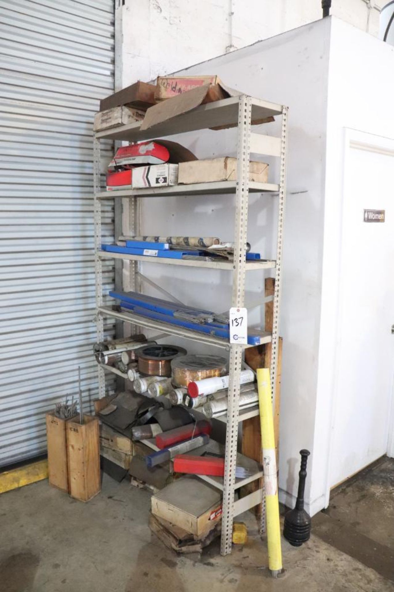 Shelf unit w/ welding rods & wire