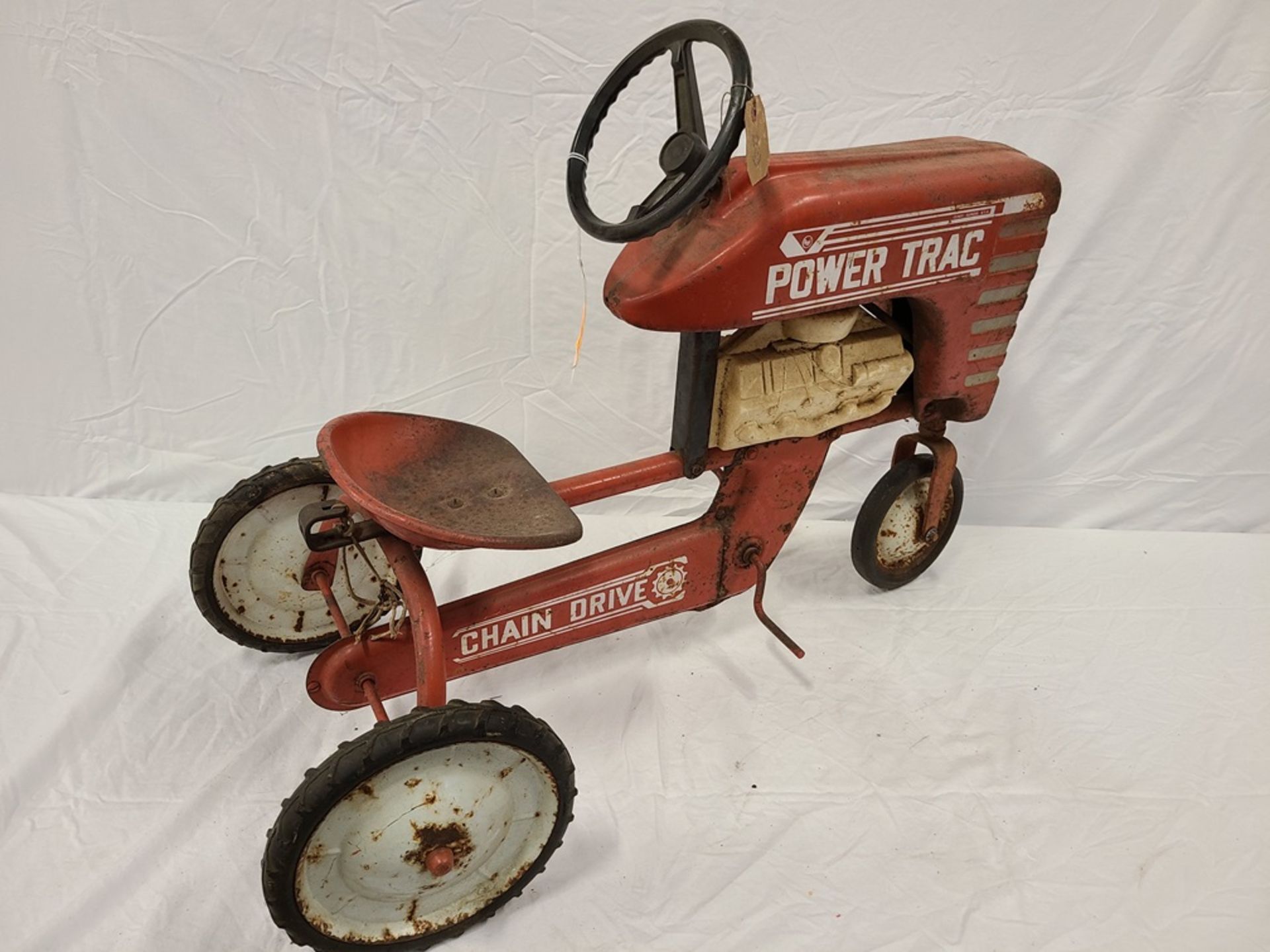 red "502 Power Trac" tricycle pedal tractor (metal/plastic) - Image 2 of 2