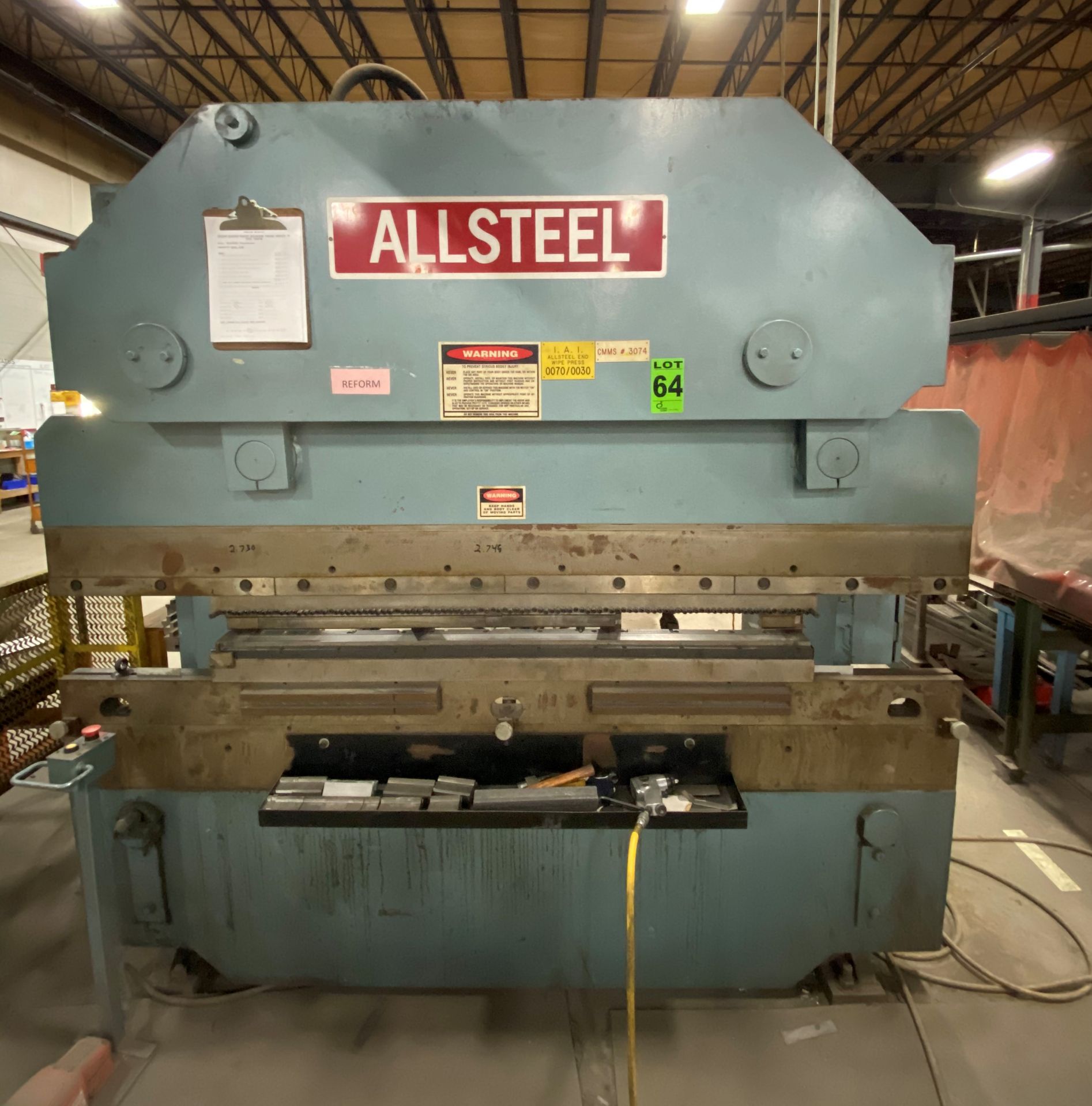 ALLSTEEL 95-Ton x 8' Hydraulic Press Brake mod.95-8 s/n: 95269