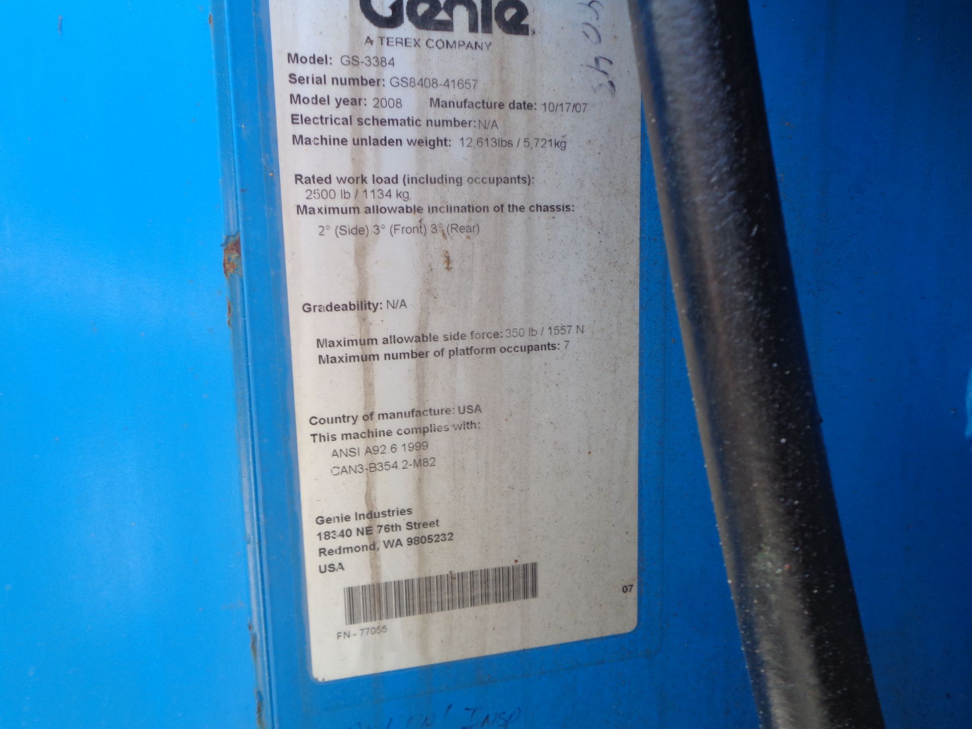 2008 Genie GS3384 Rough Terrain 4x4 33ft Scissor Lift - Image 27 of 27