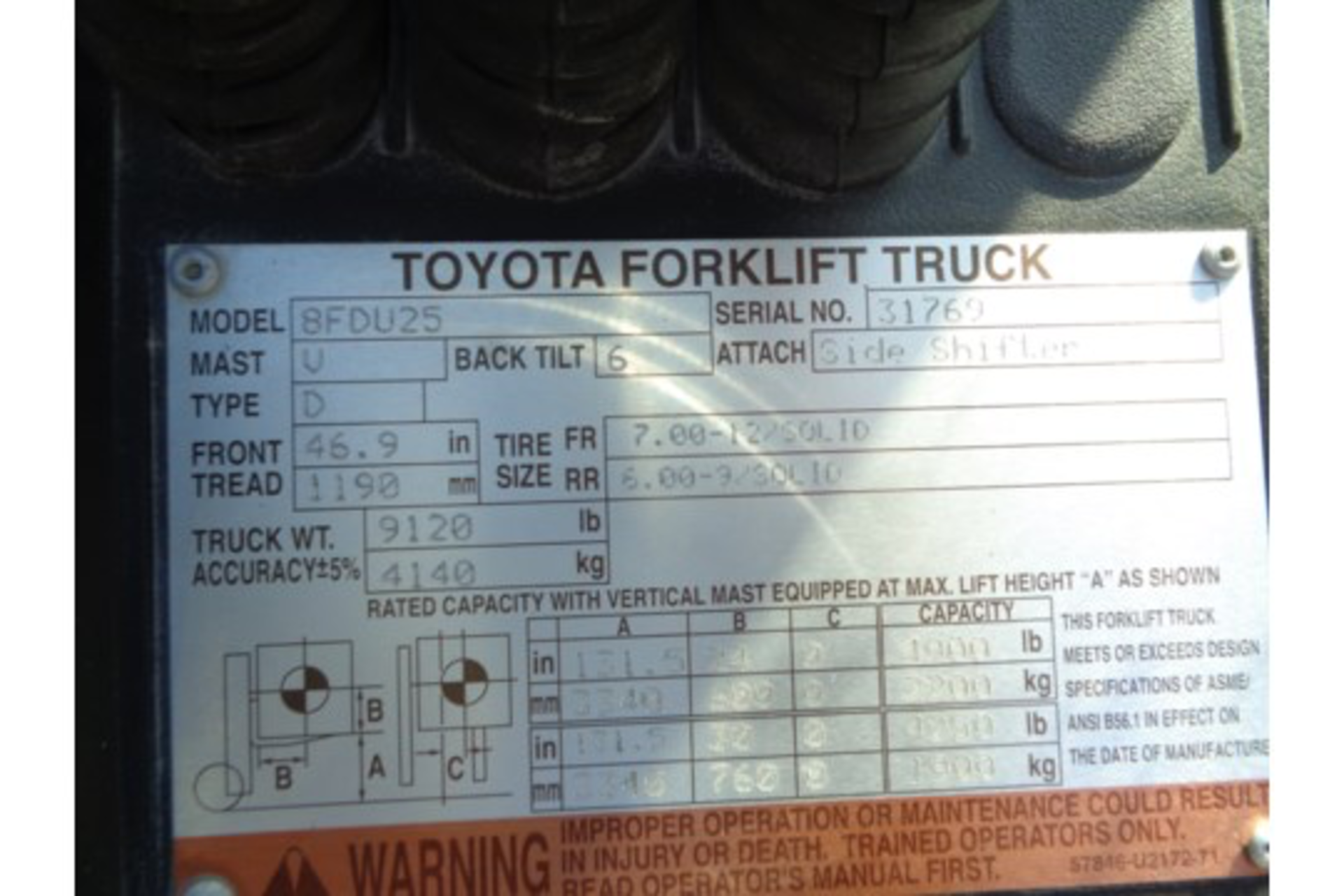 2013 Toyota 8FDU25 5,000lb Forklift - Image 17 of 17