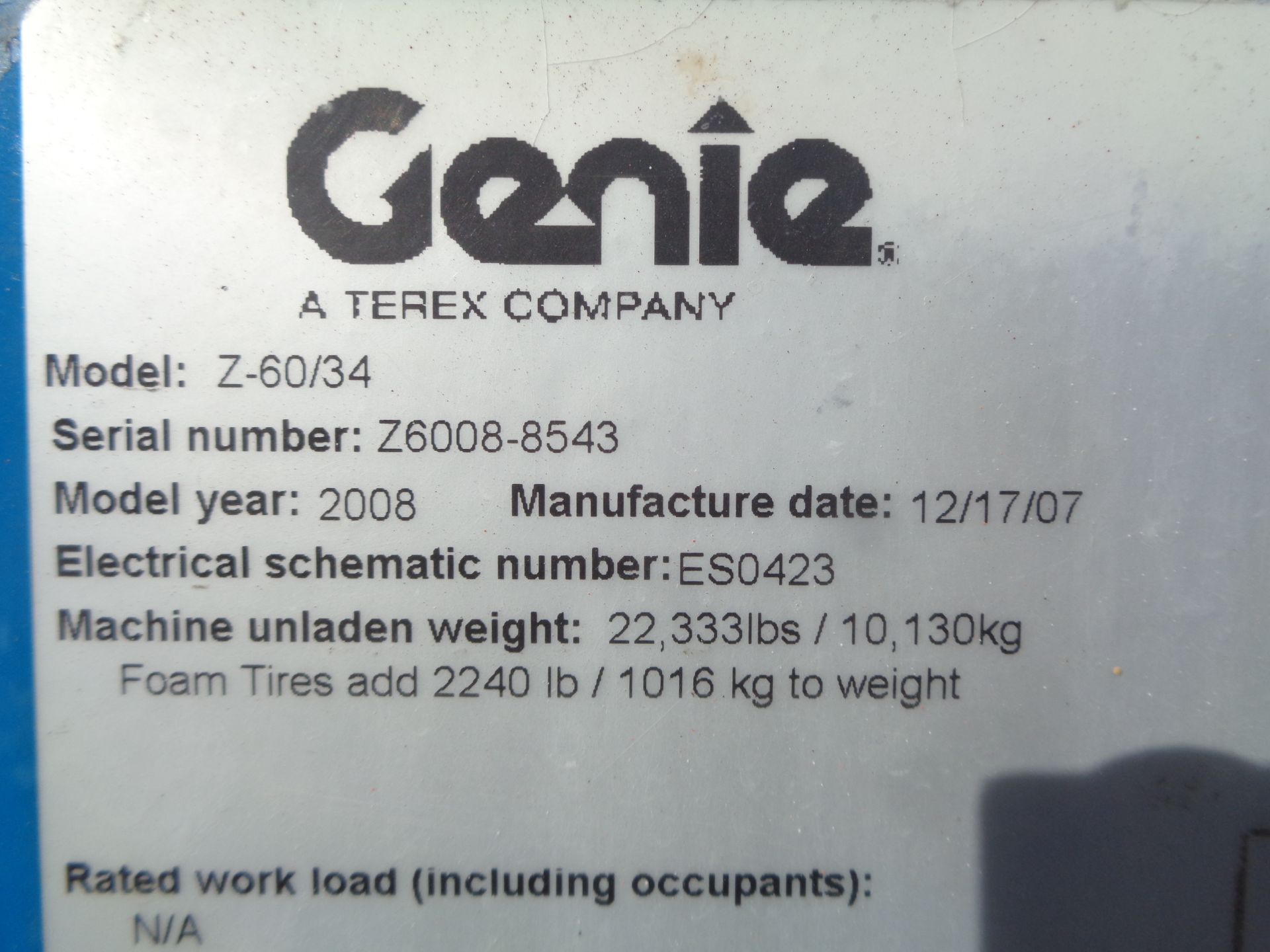 2007 Genie Z60/34 60FT Boom Lift - Image 26 of 26
