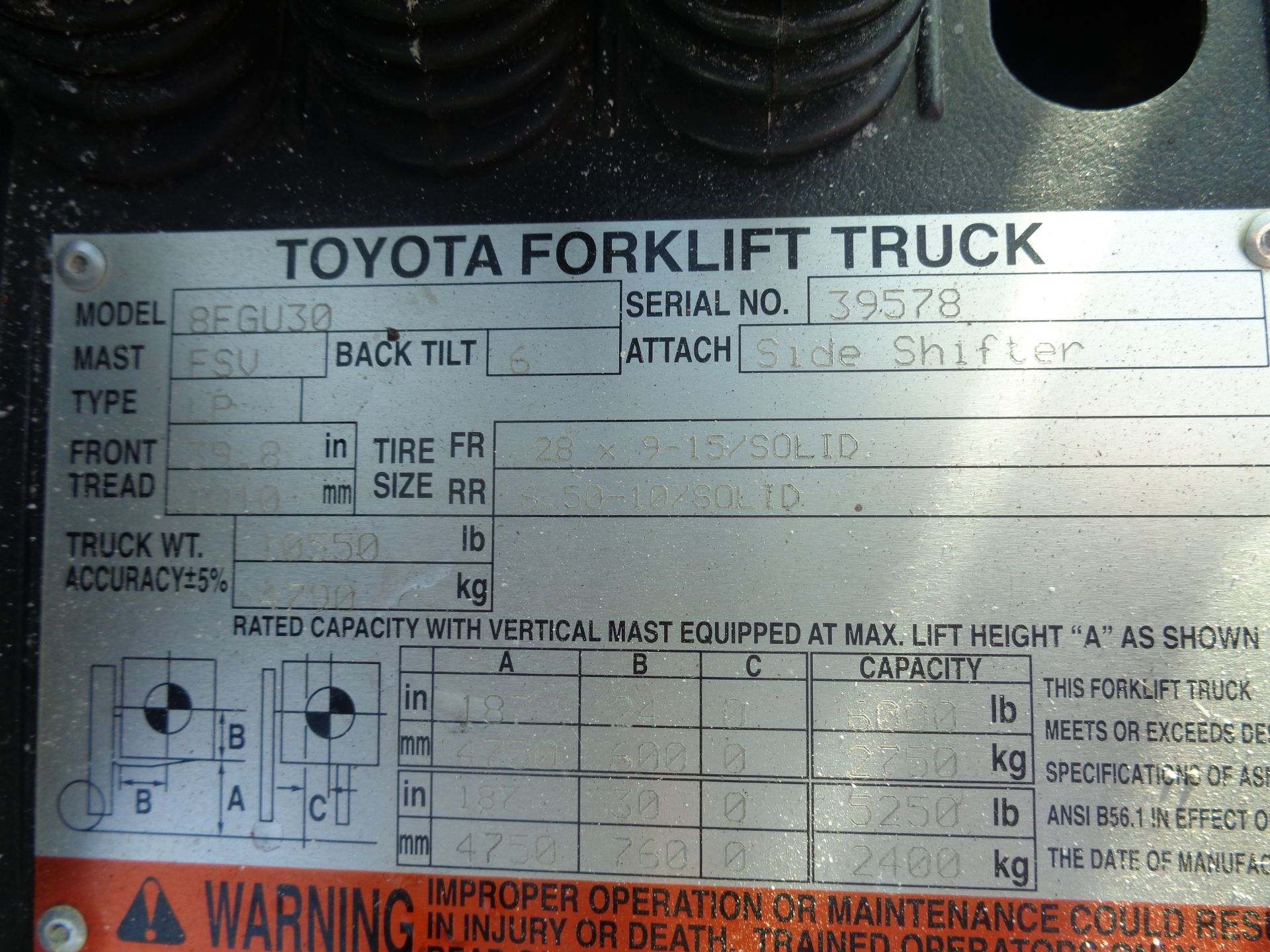 2014 Toyota 8FGU30 6,000lb Forklift - Image 18 of 18