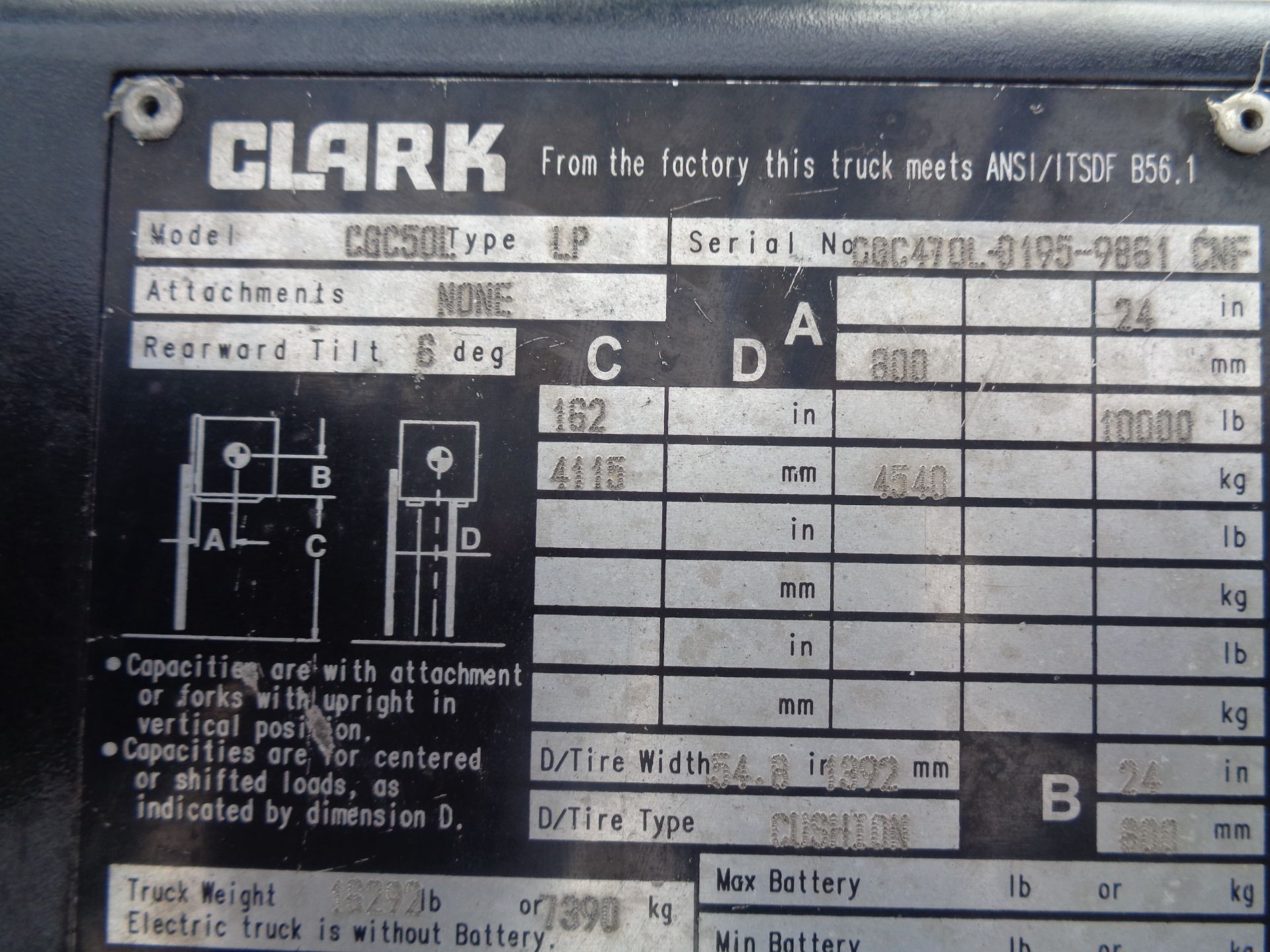 2014 Clark CGC50L 10,000lb Forklift - Image 15 of 15