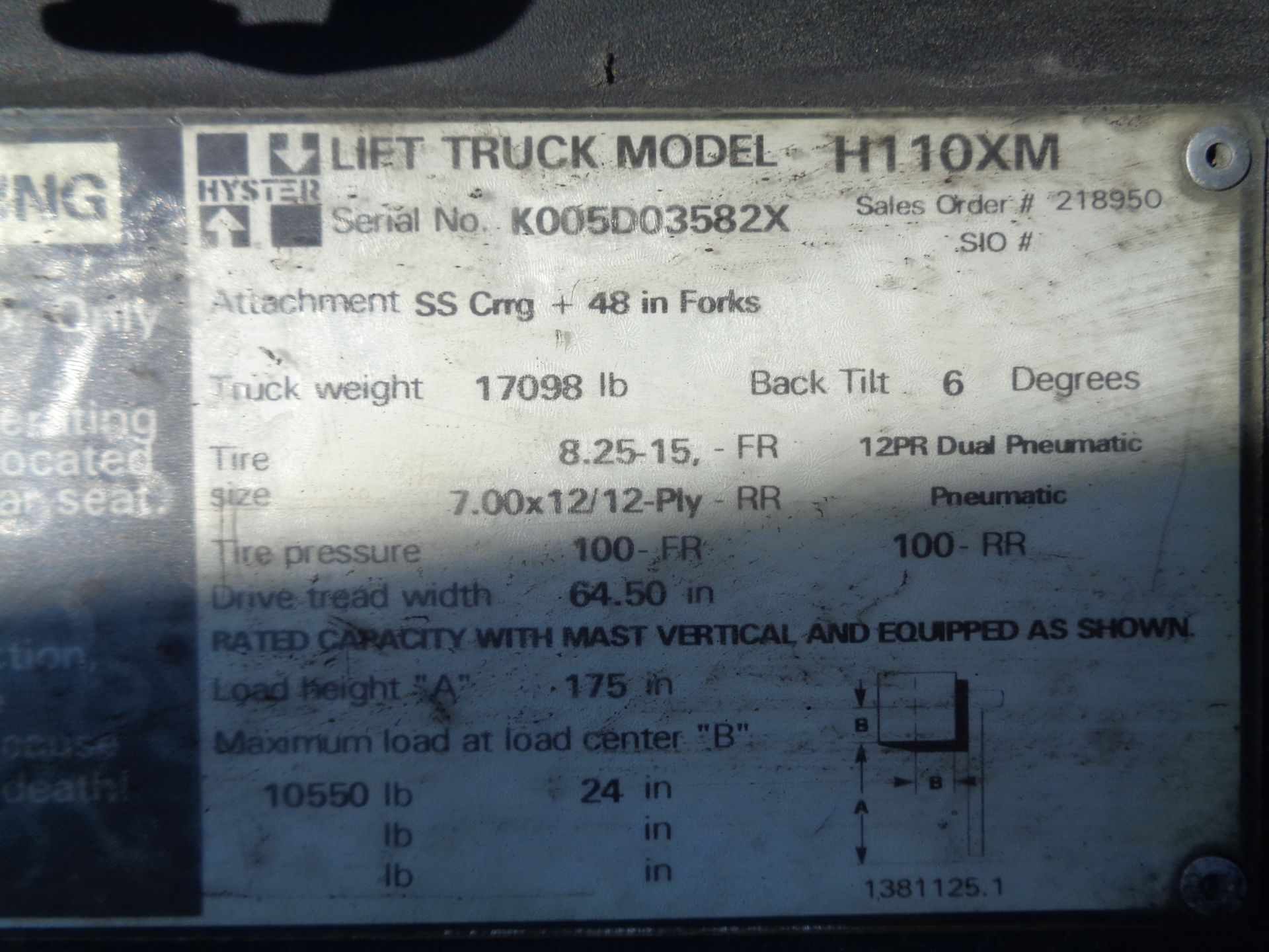 Hyster H110XM 11,000lb Forklift - Image 17 of 17