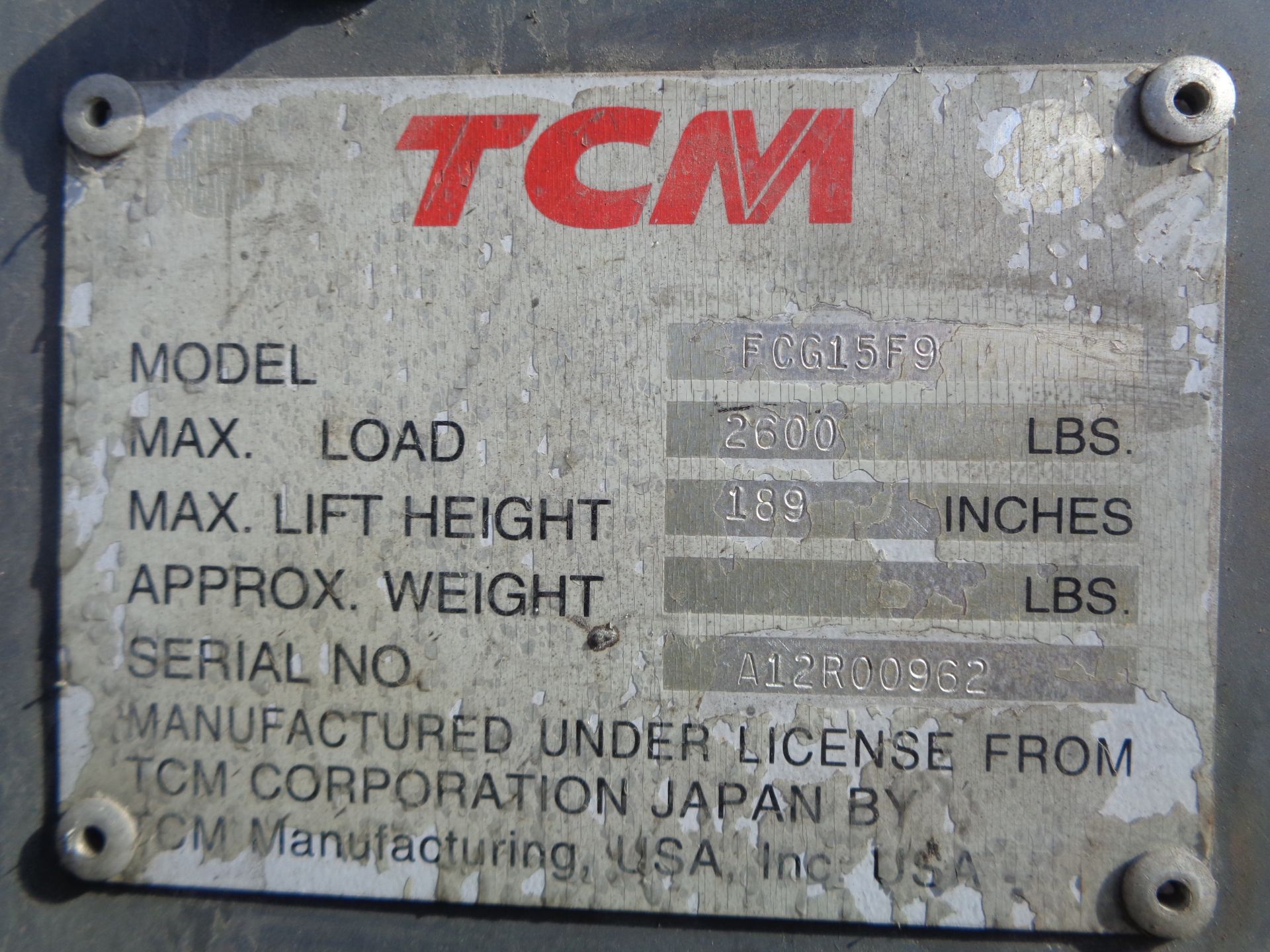 TCM FCG15F9 3,000lb Forklift - Image 16 of 16