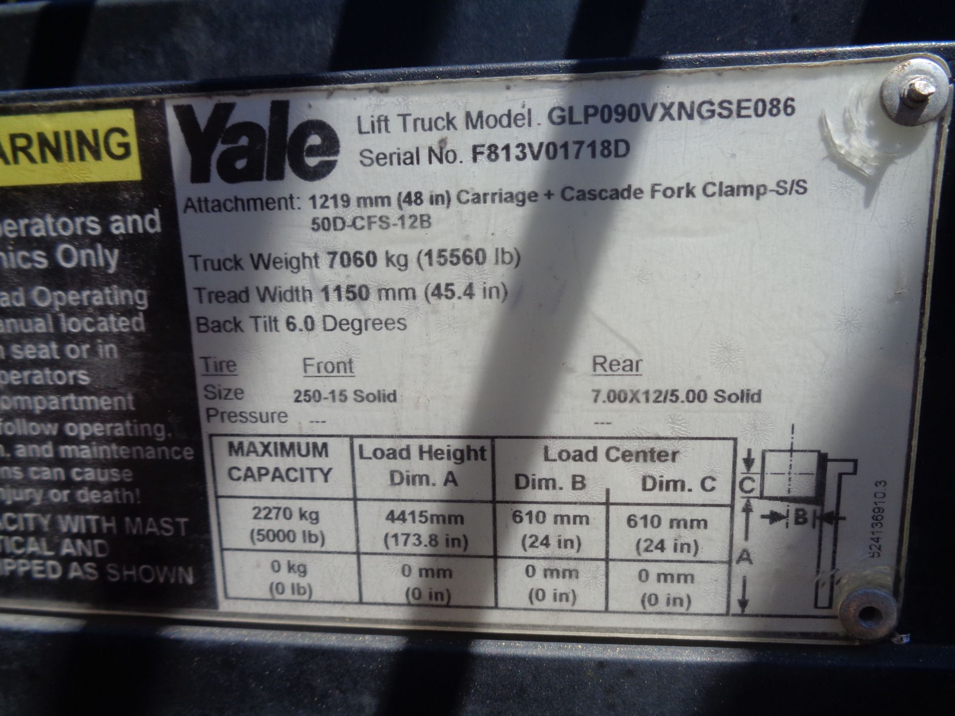 Yale GLP090VXNGSE086 9,000lb Forklift - Image 18 of 18