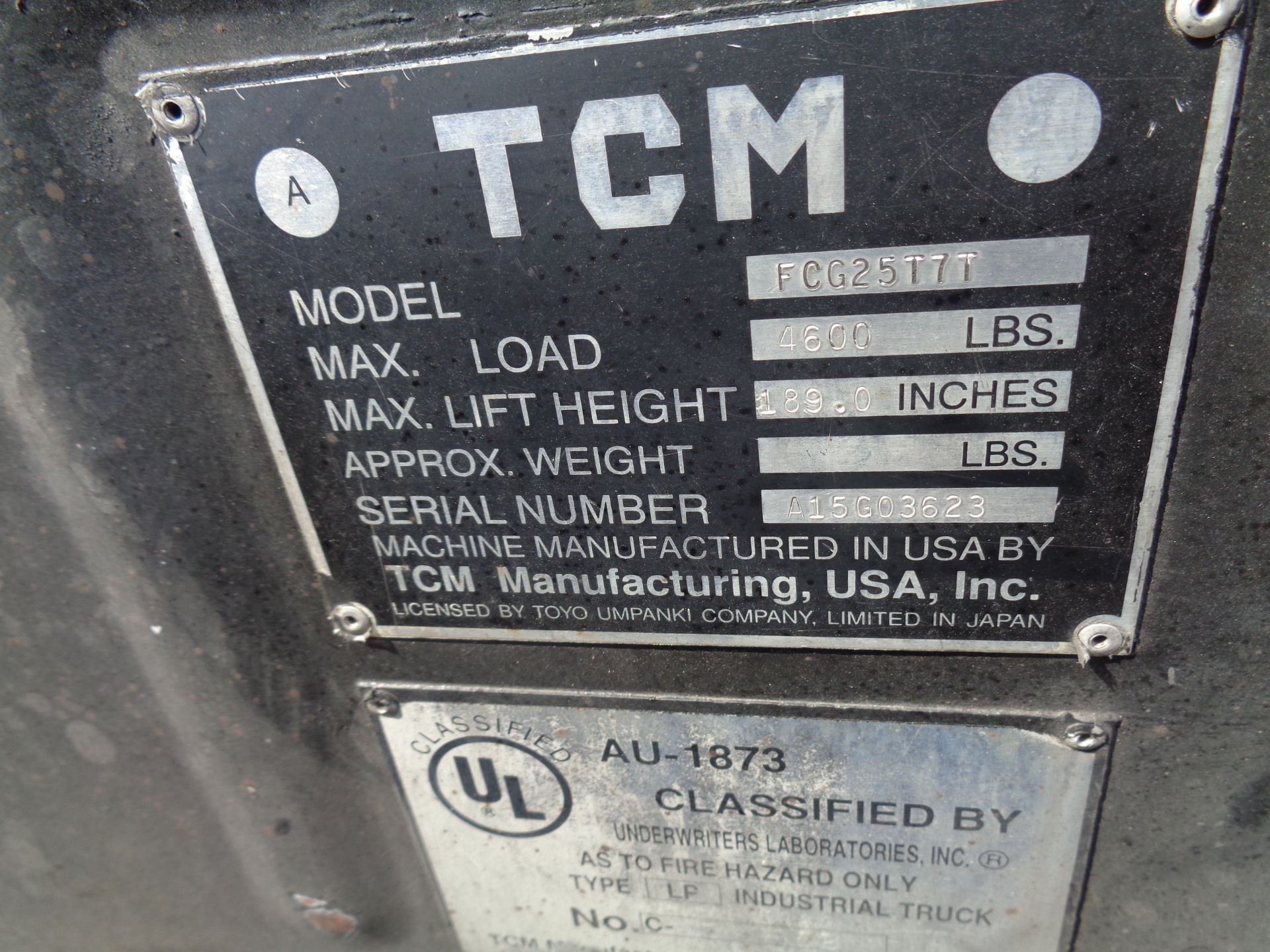 TCM FCG25 5,000lb Forklift - Image 14 of 15