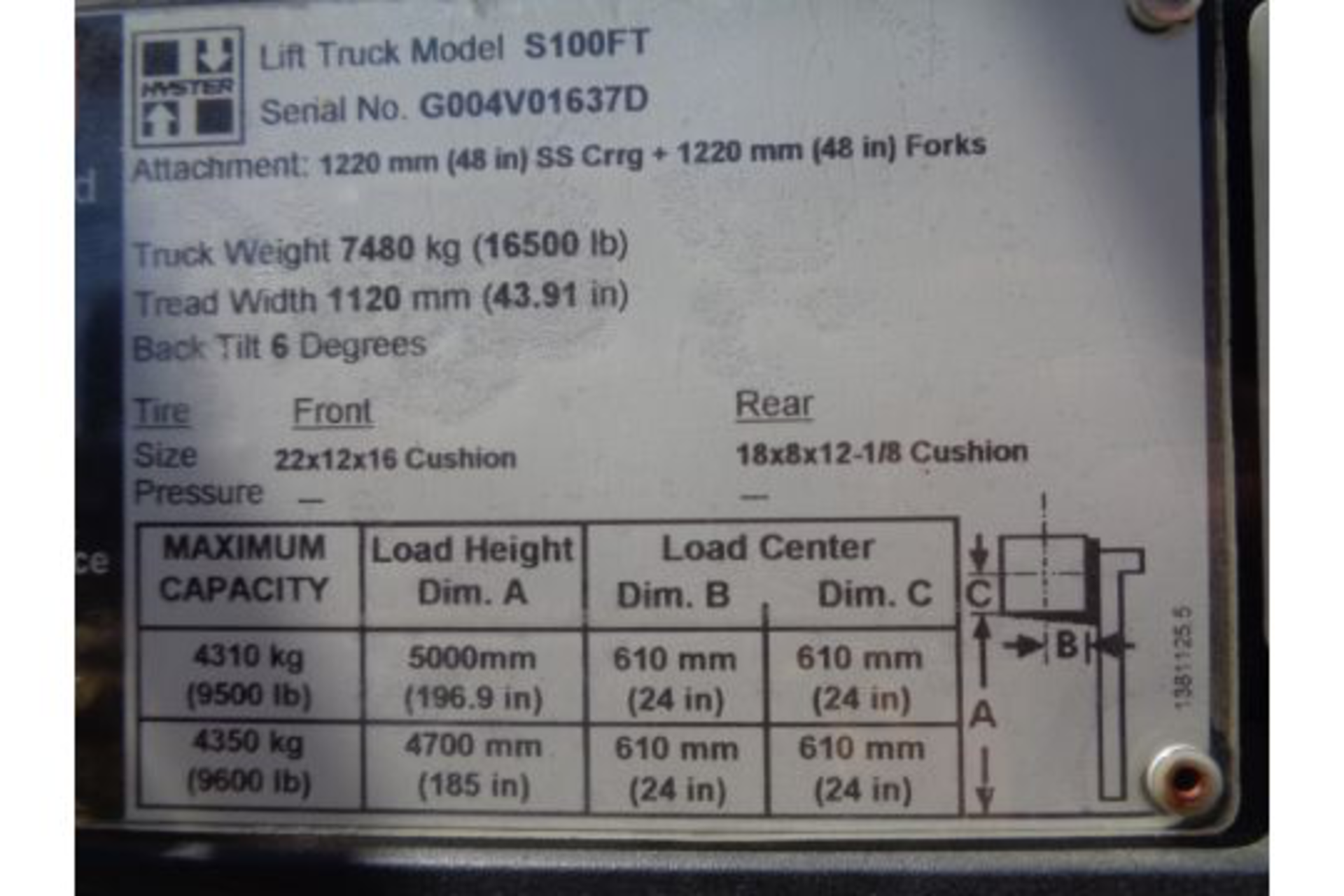 Hyster S100FT 10,000lb Forklift - Image 17 of 17