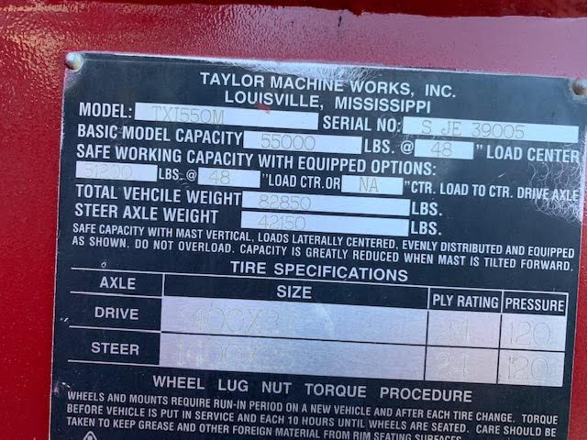 2014 Taylor TXI550 55,000lb Forklift - Image 4 of 4