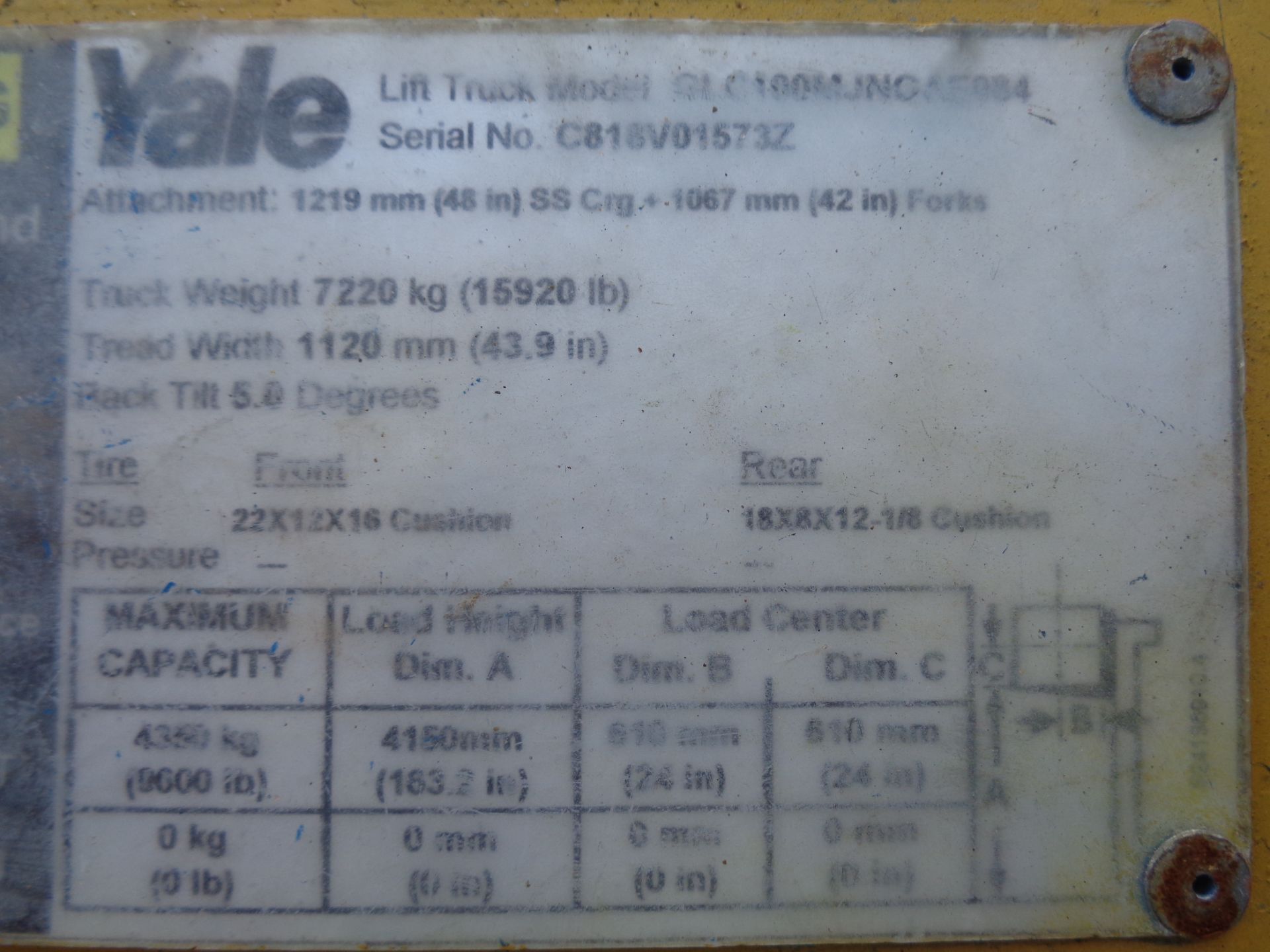 Yale GLC100MJNGAE084 10,000lb Forklift - Image 17 of 17