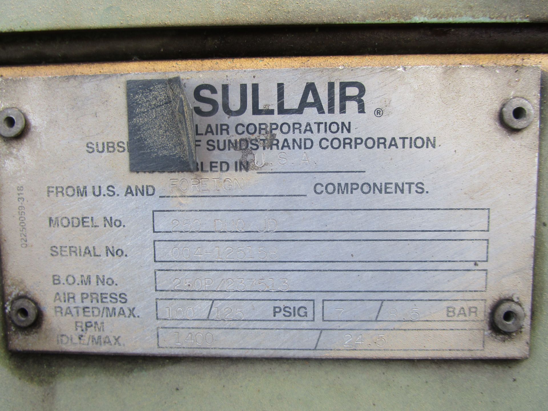 Sullair 250 DUQ JD Air Compressor - Image 13 of 13