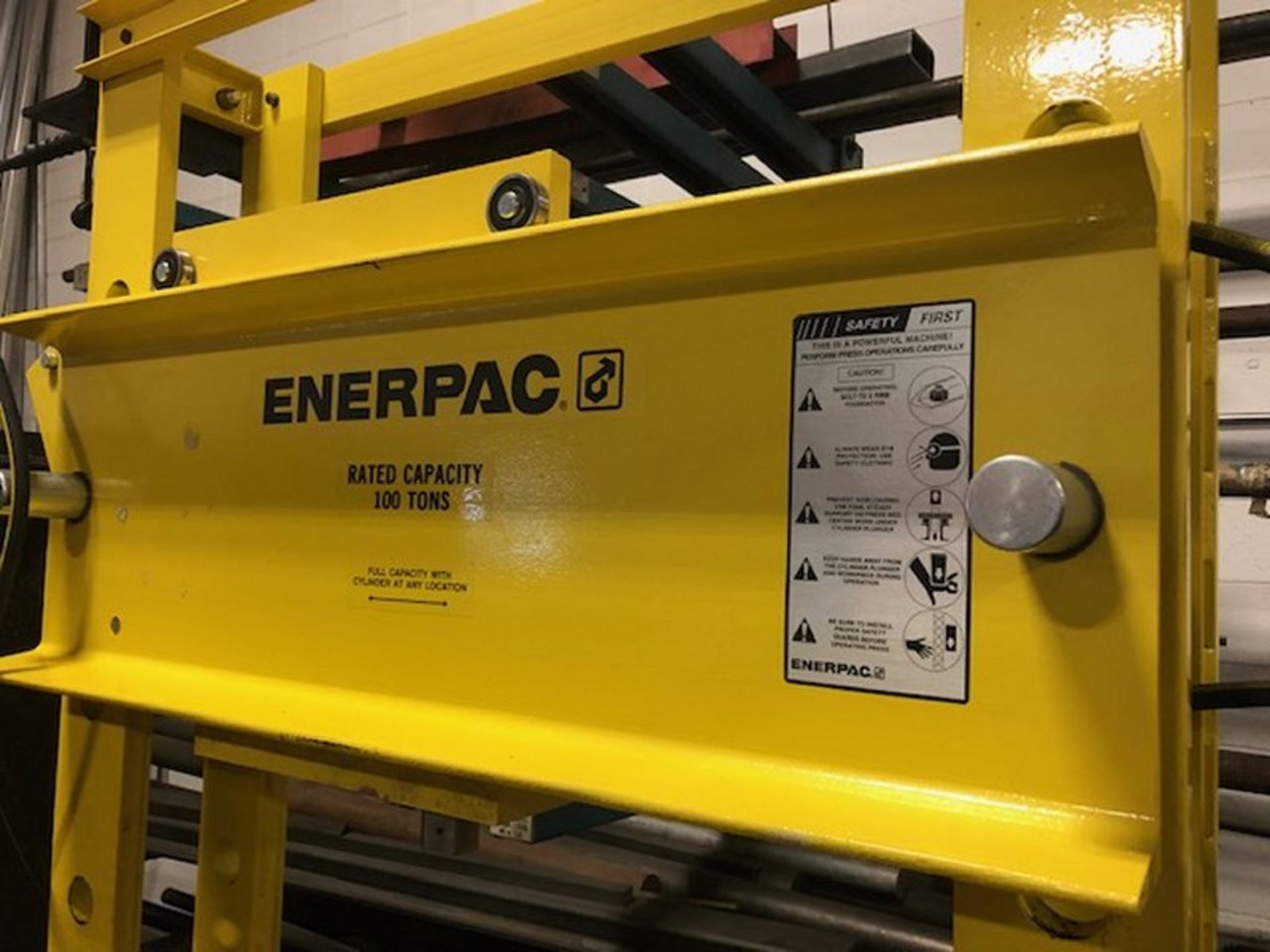 ENERPAC 100 TON HYDRAULIC PRESS C/W DIGITAL READOUT, MODEL 1PR100D13-2, S/N 1015C - Image 5 of 8