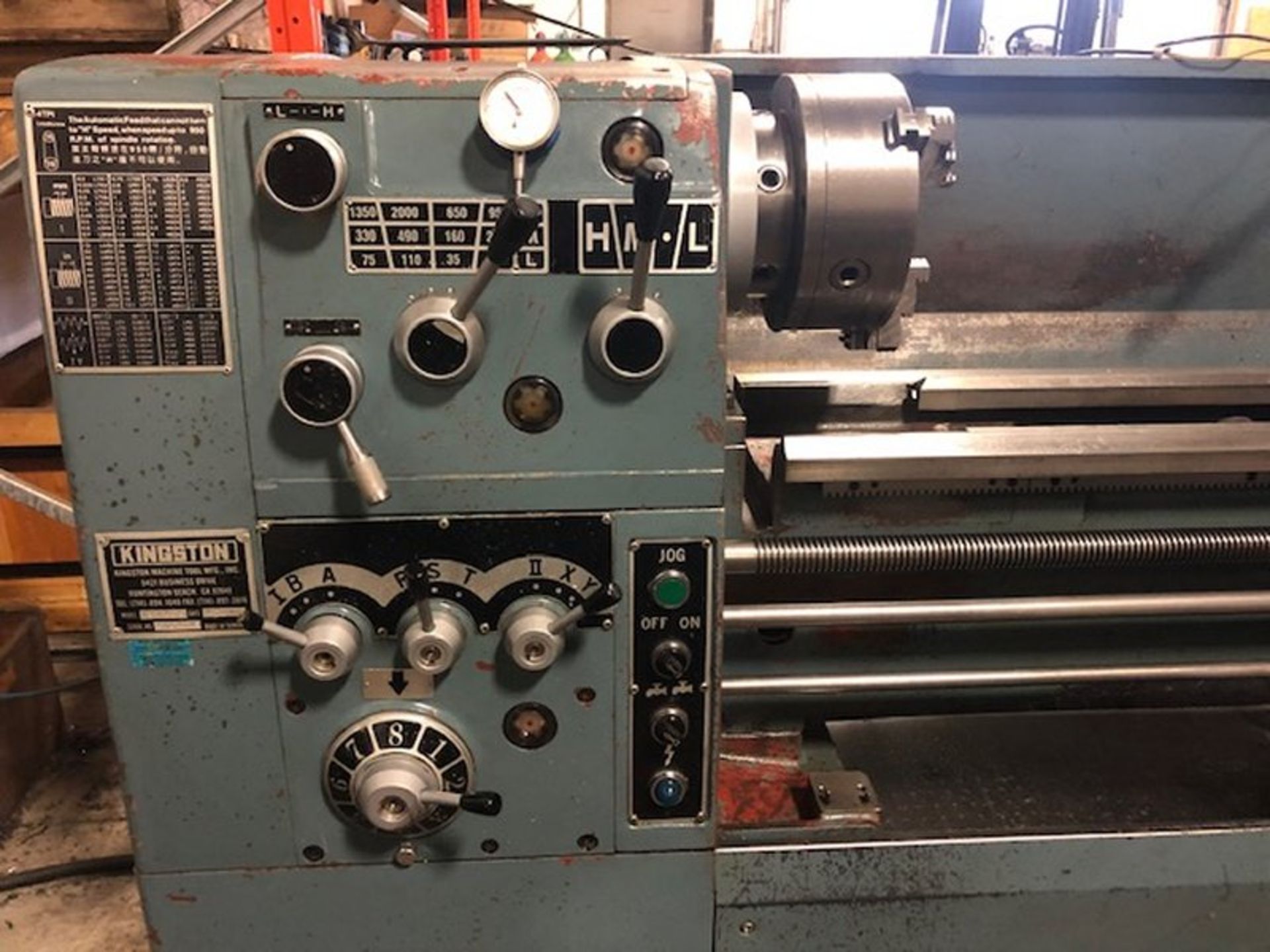 KINGSTON MODEL HJ-1100 TOOL ROOM LATHE, 2004, S/N CH04219 16IN X 40IN, NEWAL 2 AXIS DIGITAL READOUT - Image 3 of 5