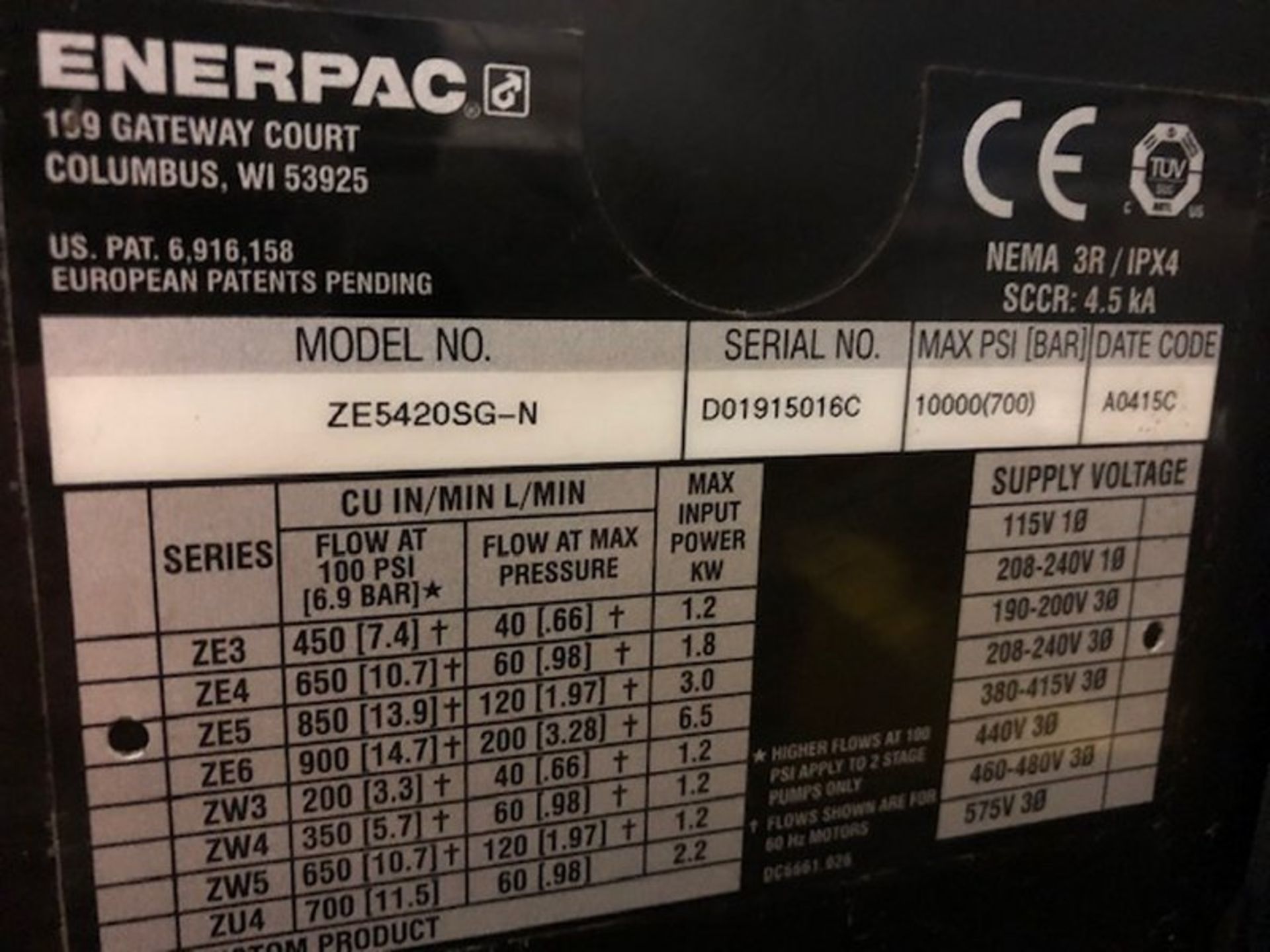 ENERPAC 100 TON HYDRAULIC PRESS C/W DIGITAL READOUT, MODEL 1PR100D13-2, S/N 1015C - Image 8 of 8