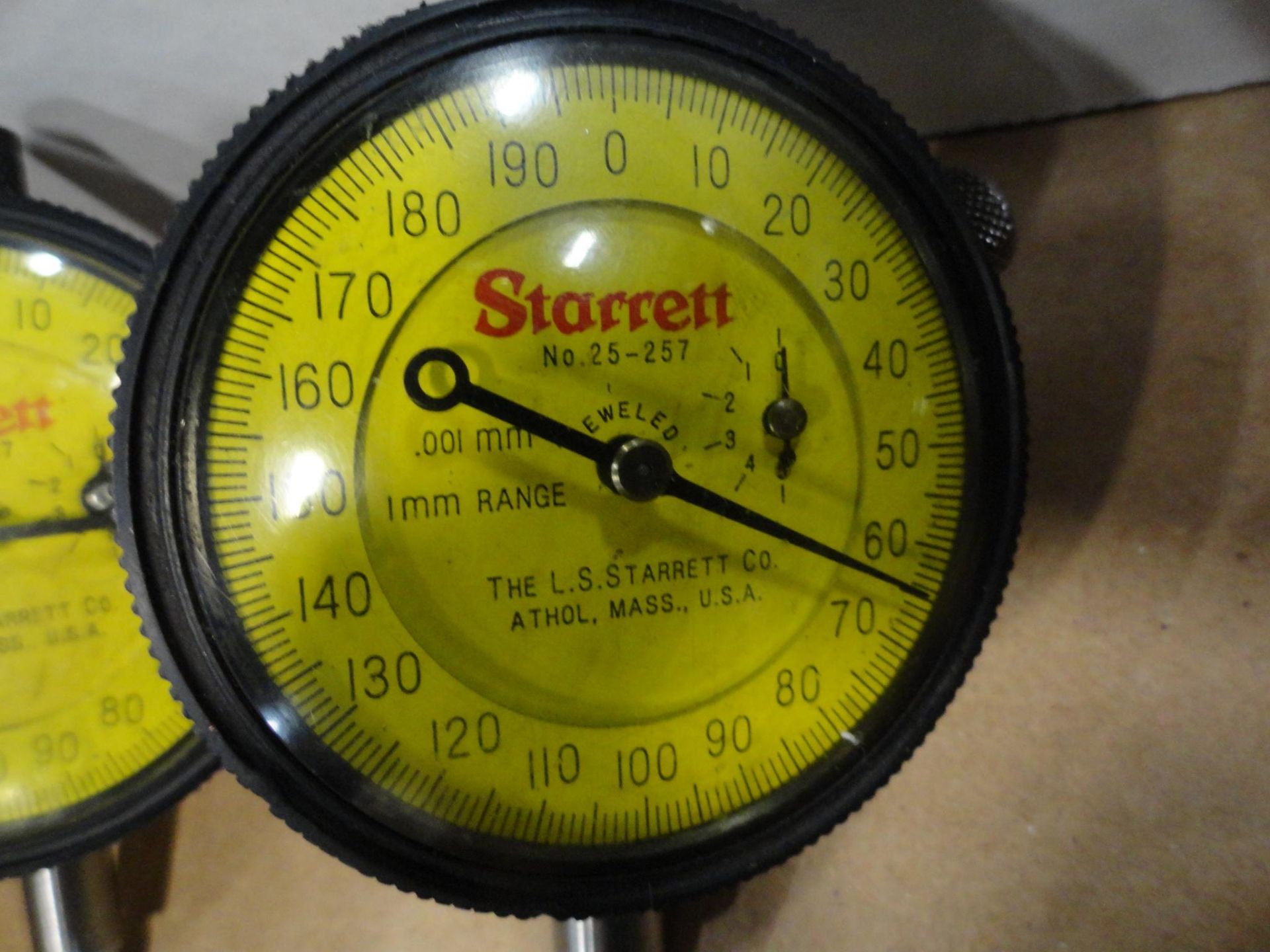 (7) assorted indicators to include: Starrett no. 25-257 jeweled .001mm, no. 25-181 jeweled .01mm, no - Image 2 of 7
