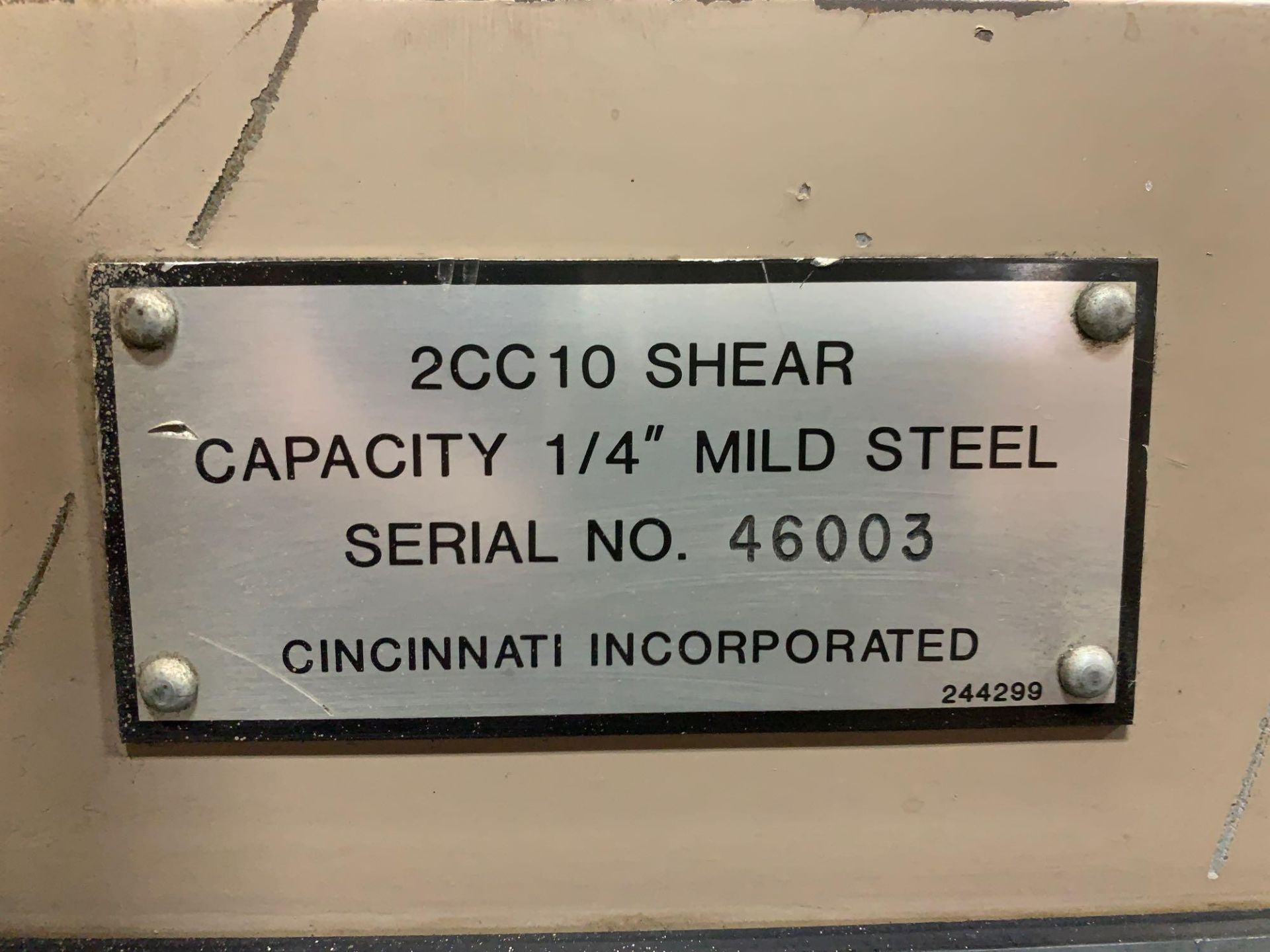 1990 Cincinnati Model 2CC10 Mechanical Power Squaring Shear Serial Number: 46003 - Image 22 of 28