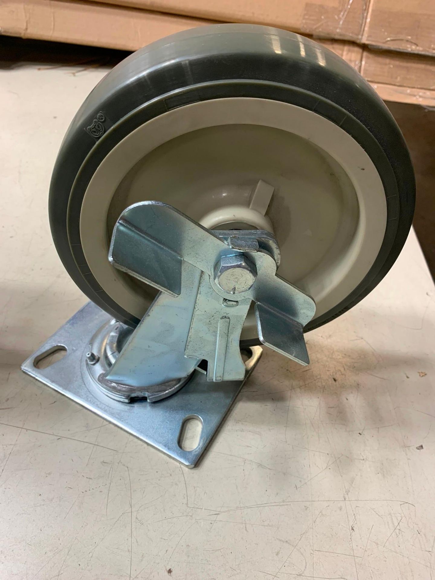 NEW Set of (4) Vulcan 8" x 2" Heavy Duty Casters, Pro-U Grey, 1000 lb cap per, swivel, flat - Image 3 of 4