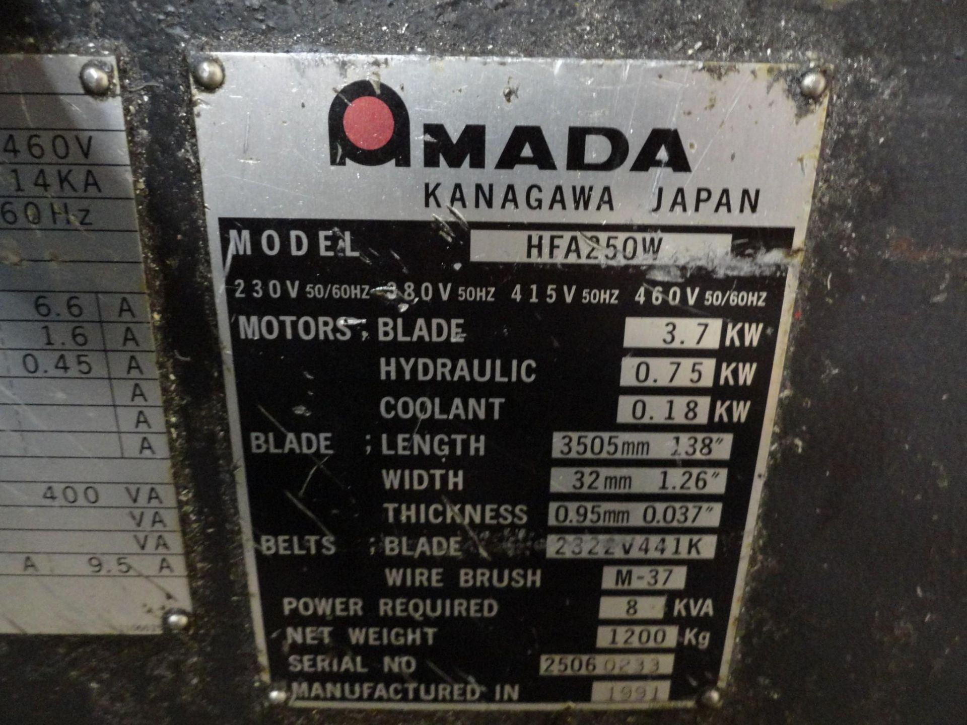 Amada HAD-250W Automatic Band Saw, Serial Number 250-20166 - Image 23 of 23