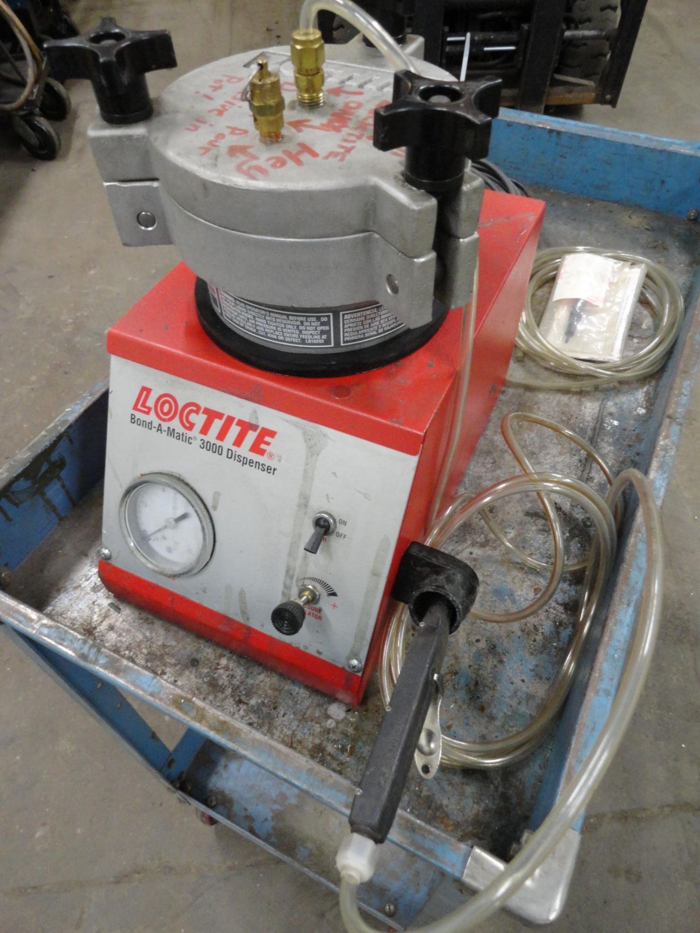 Loctite Bond-A-Matic 3000 Dispenser, air pressure regulated, includes metal cart