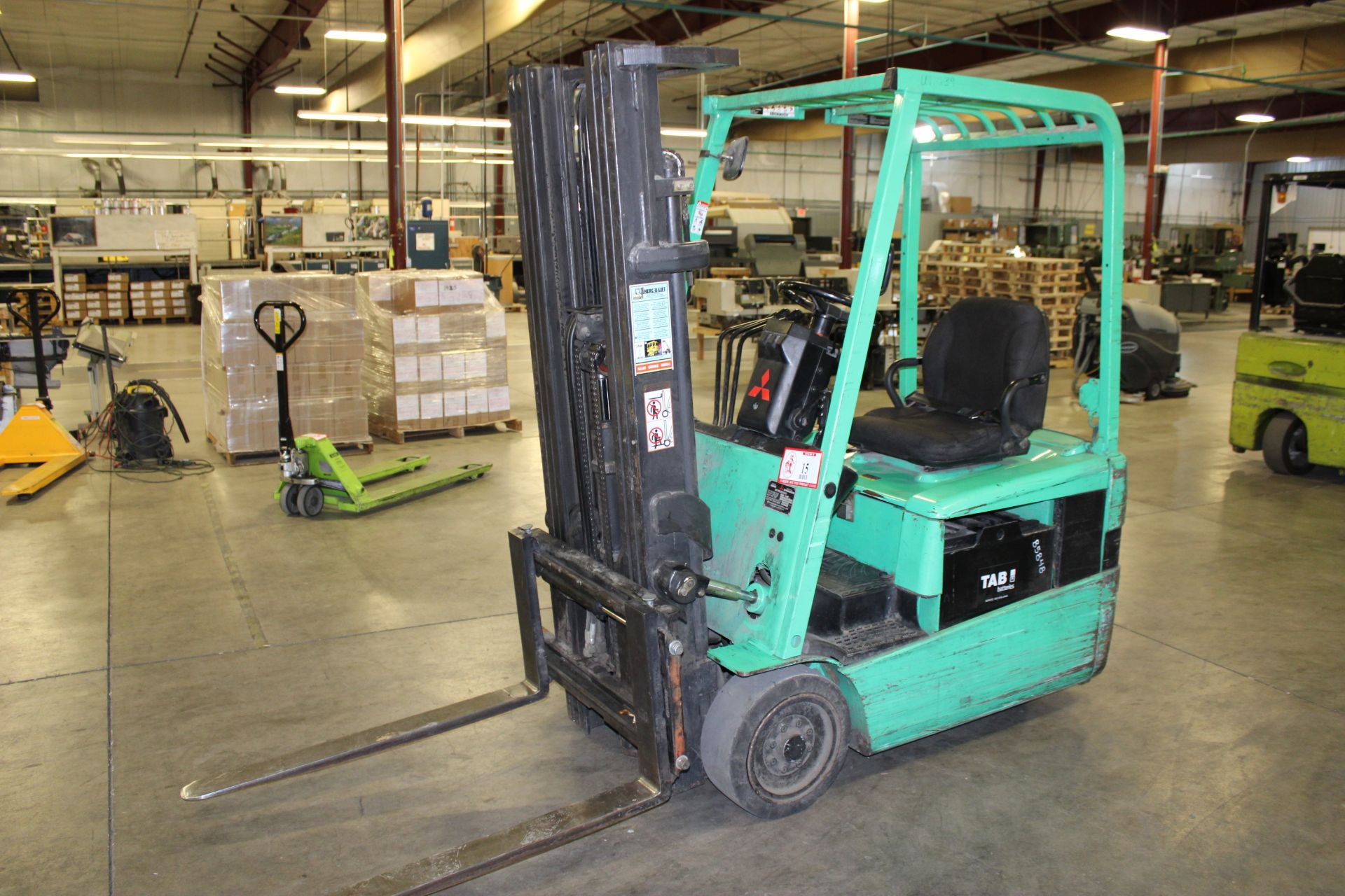 Mitsubishi Model FB16KT 3000lb Capacity 188" Lift, Solid Tired, 36 Volt Electric Forklift, 7119