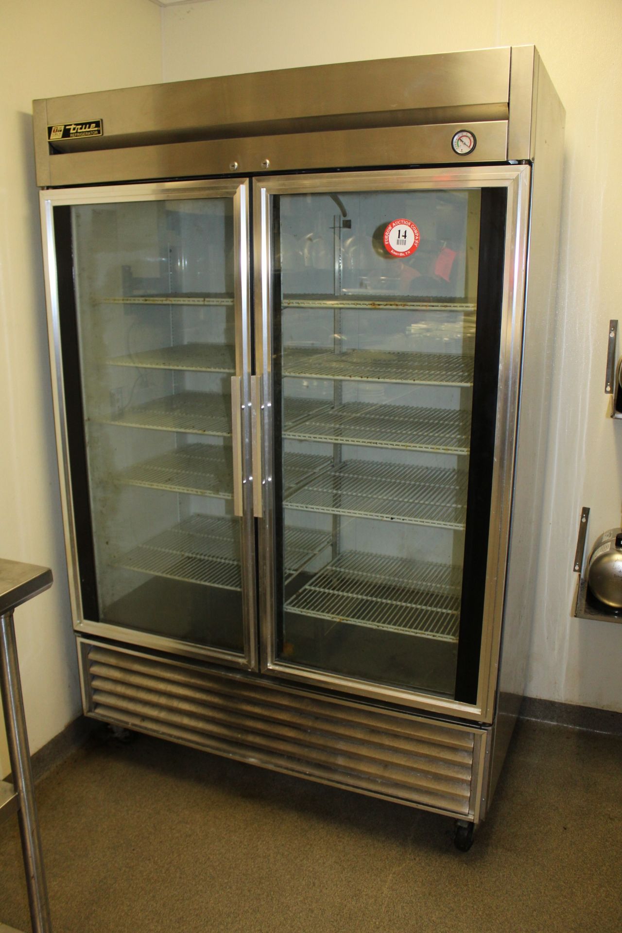 True Stainless Steel Refrigerated 2-Door Glass Display Refrigerator