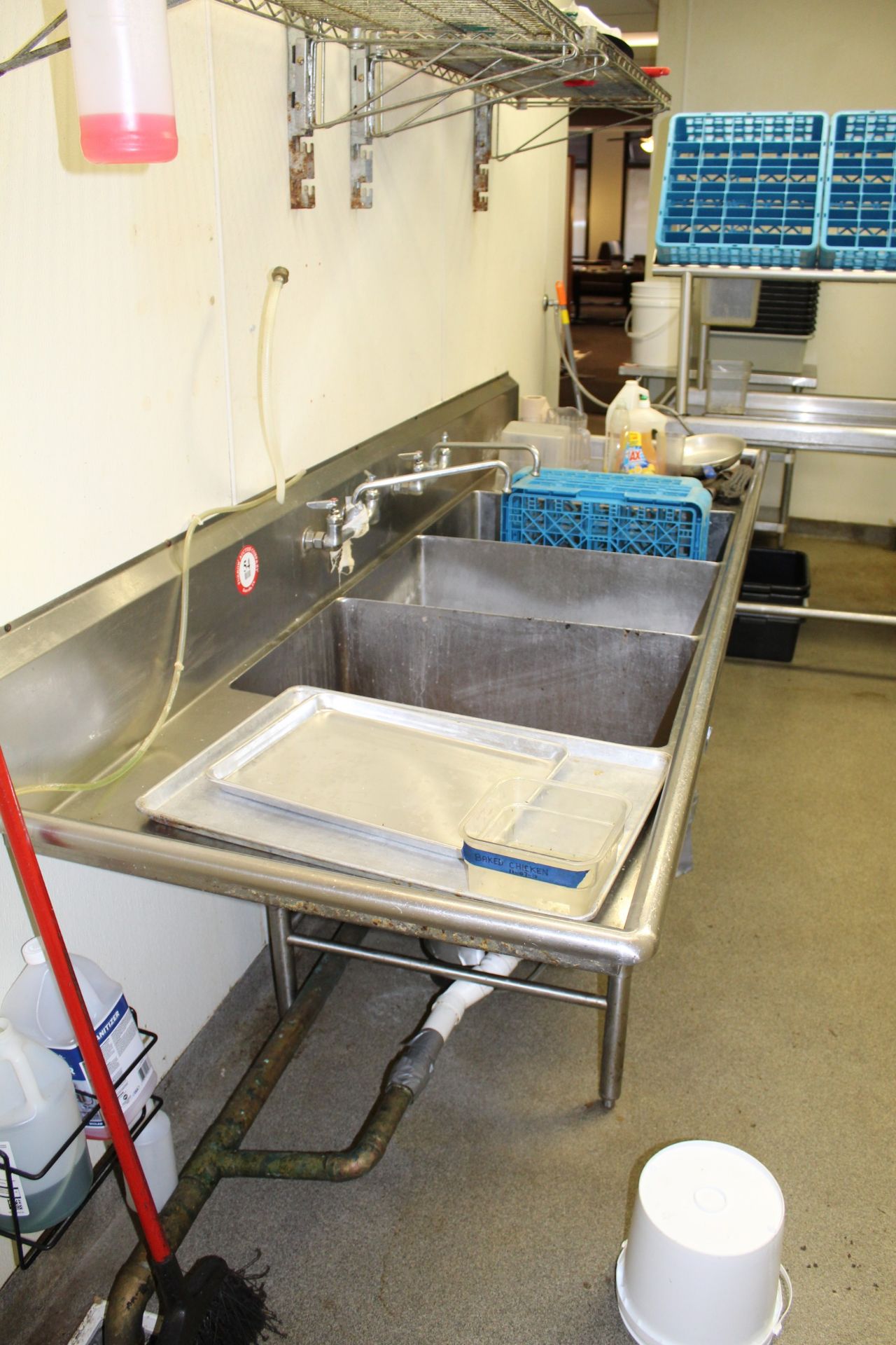 Stainless Steel 3 Compartment Sink 109" x 34"