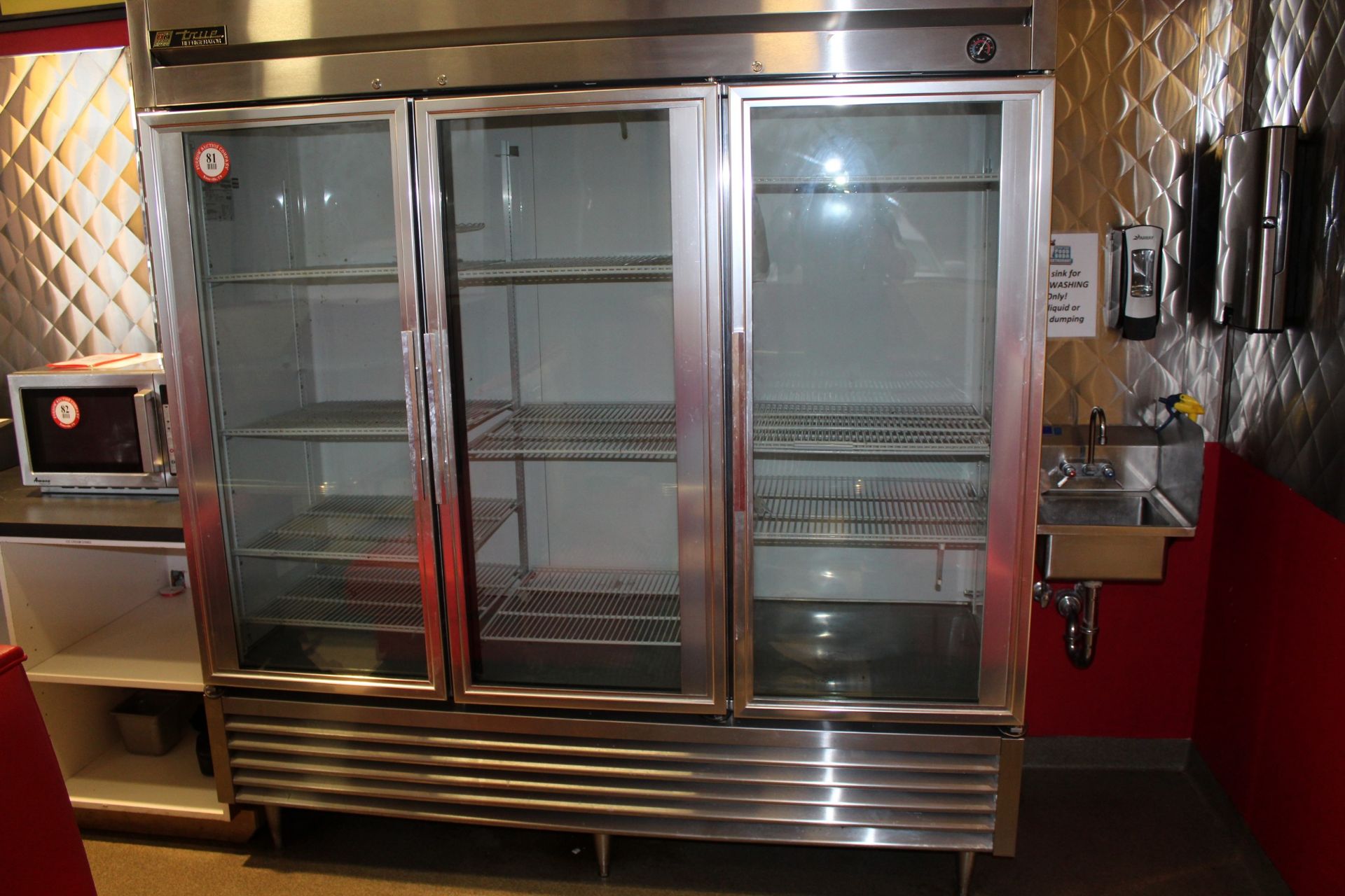 True Stainless Steel 3-Door Glass Display Door Refrigerator