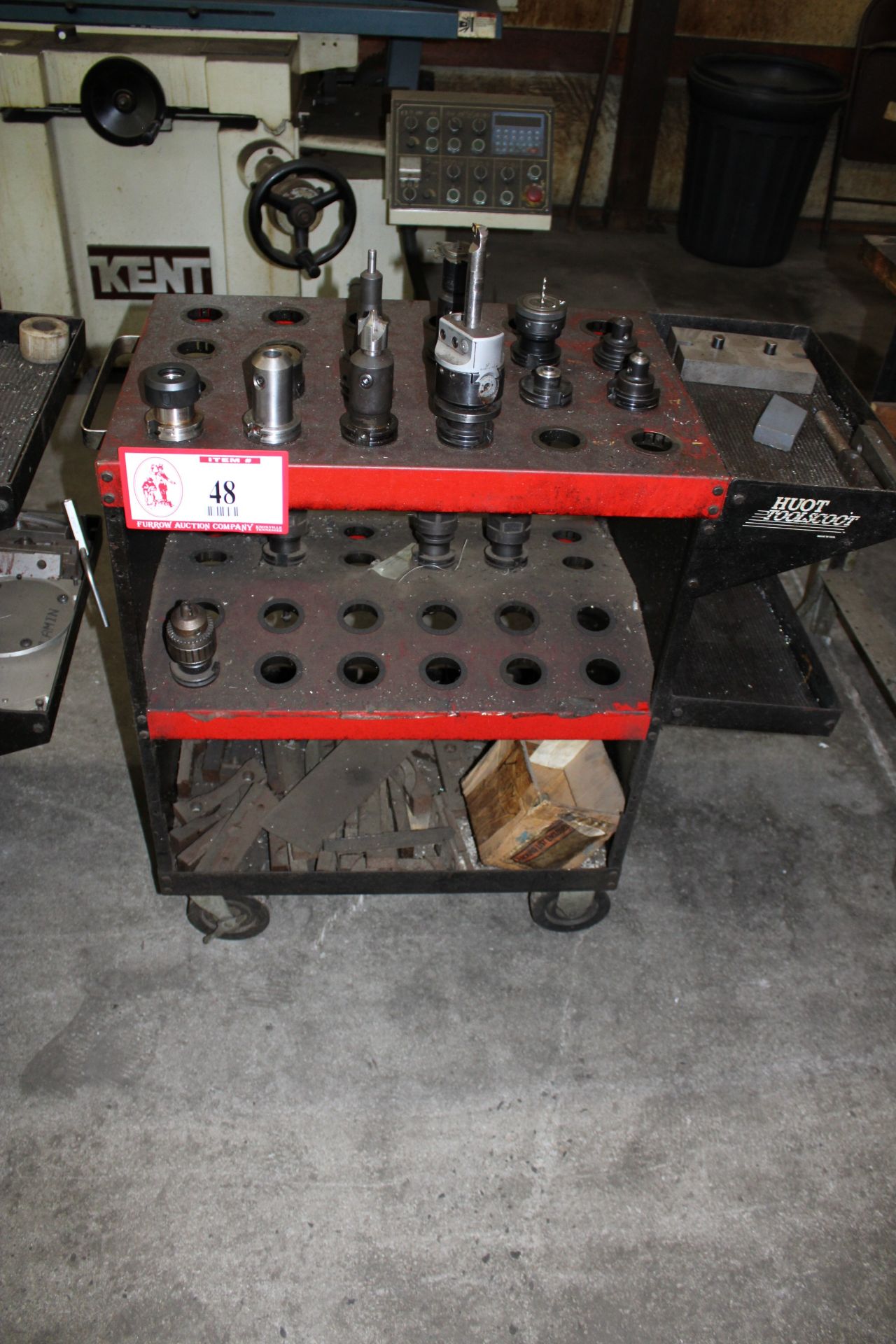 Tooling Cart w/ Contents: (16) CAT40 Tool Holders w/ Various Tooling