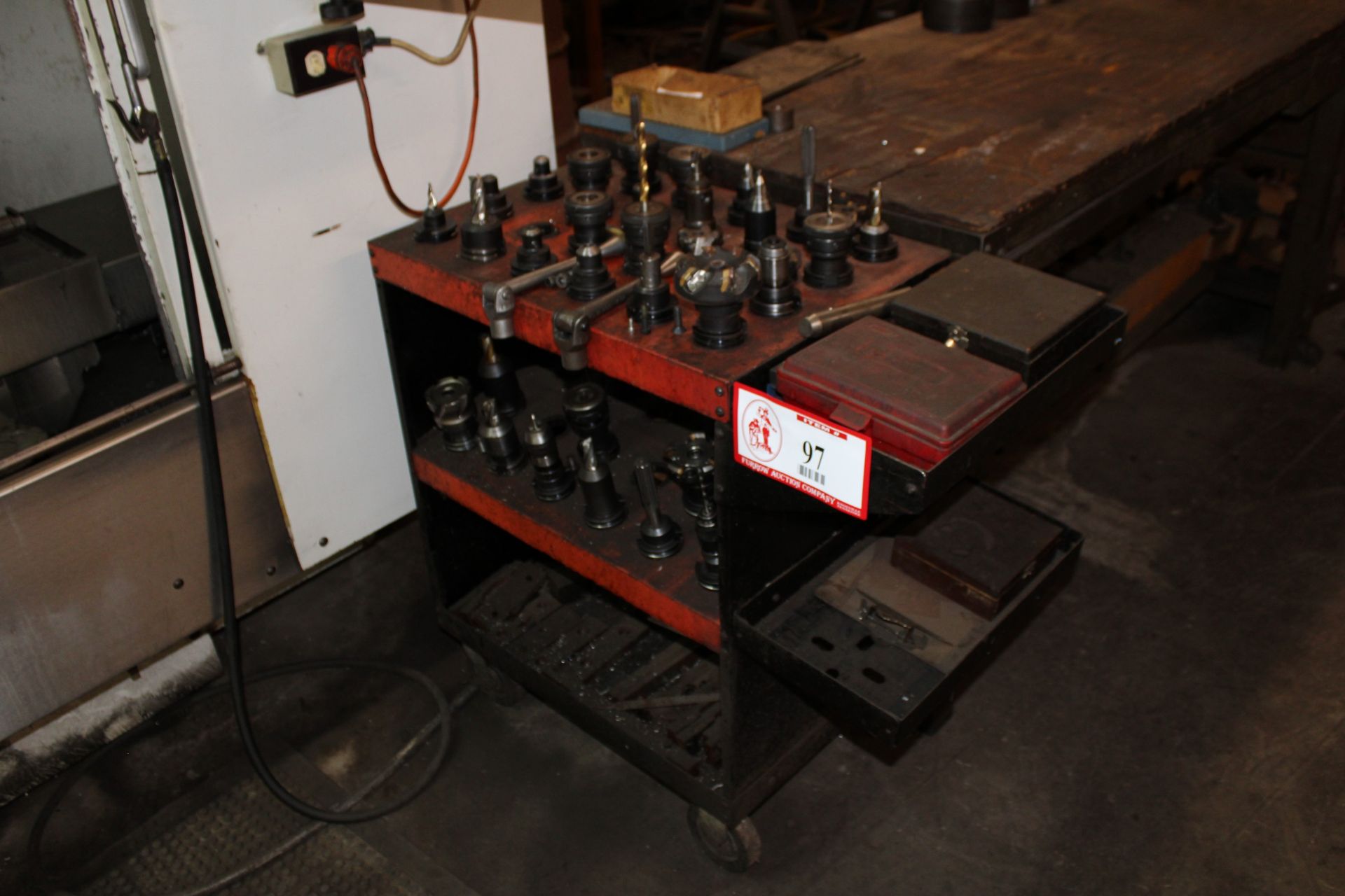 Tooling Cart w/ 32 CAT40 Tool Holders w/ Various Tooling