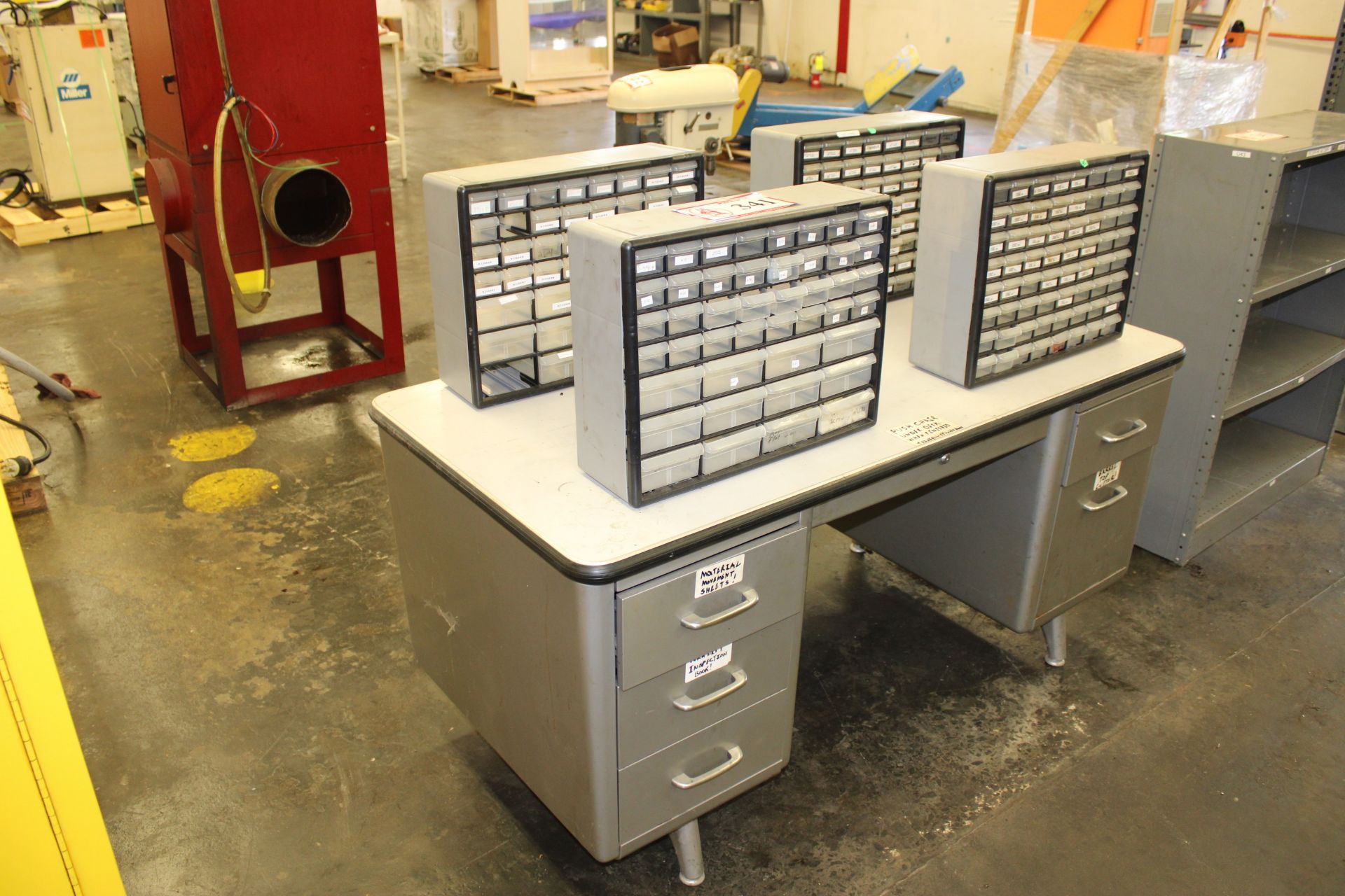 Desk w/ Assortment of Bolts, Nuts, Etc.