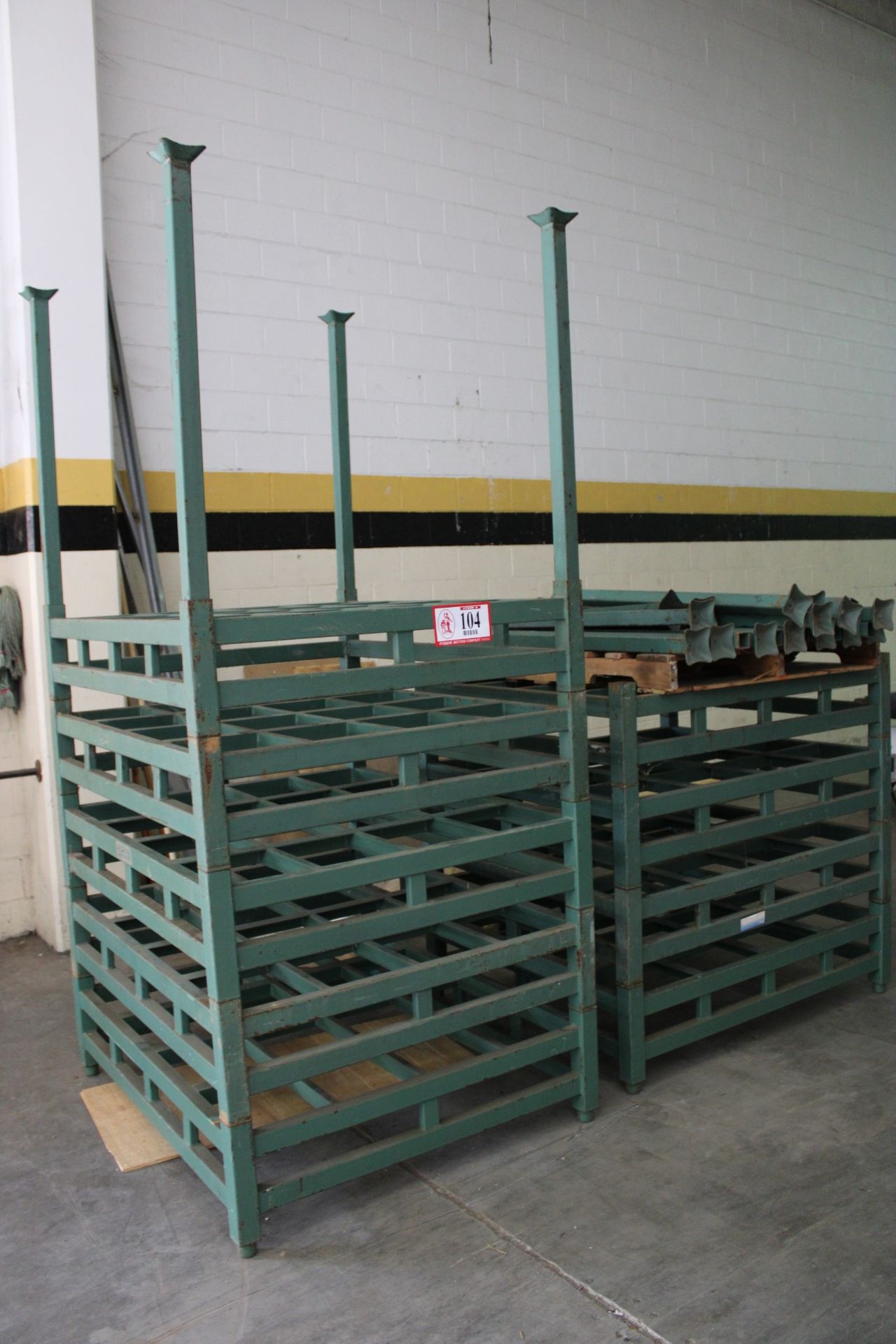 QTY 11 -Derick-China Steel Stacking Racking, 5ft - 52" x 45" w/ Stacking Posts, Designed to hold two - Image 2 of 3