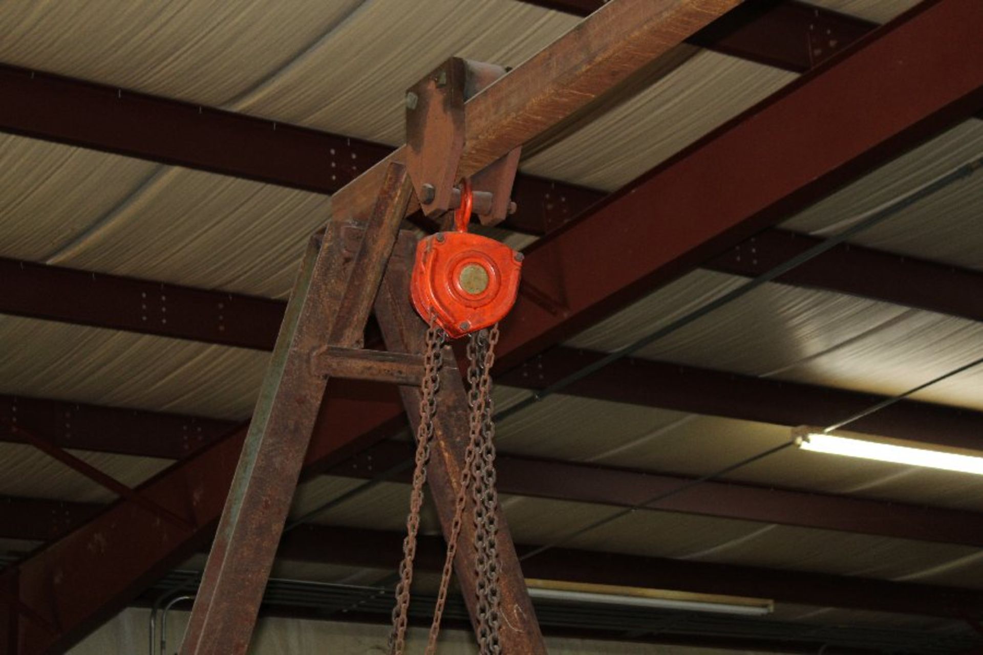 Custom Built A Frame w/ 2 Ton Chain Fall Hoist - Image 2 of 2