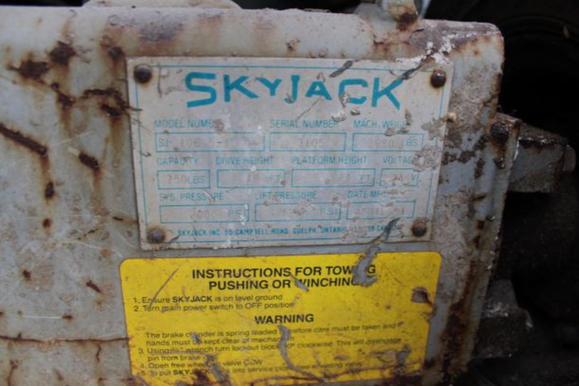 Sky Jack Model SJ-106.5-1.0 Electric Scissors Lift, S/N 3105, 24' Maximum Platform Height, 750 Lb. - Image 5 of 5