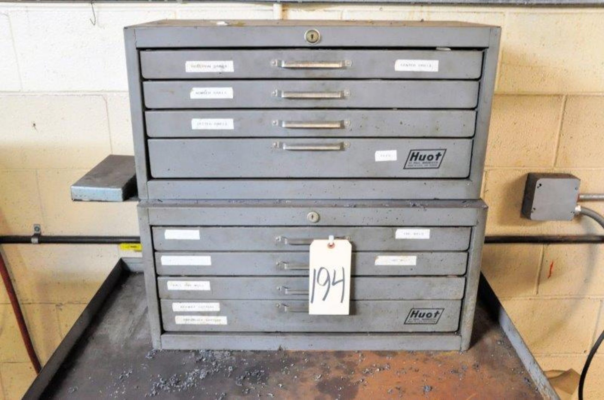 Lot-(2) Huot 4-Drawer Drill Cabinets, (1) with Drill Contents), (Tool Room)