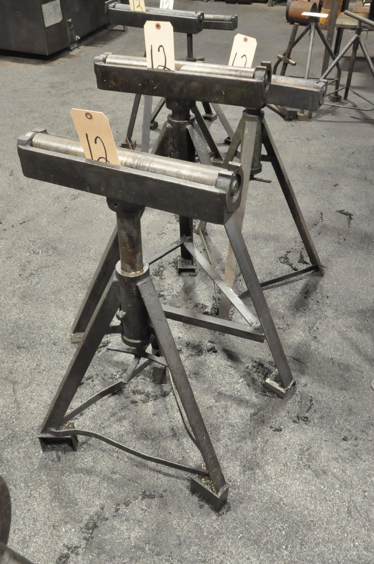 Lot-(3) Roller Stock Feed Stands, Adjustable Height