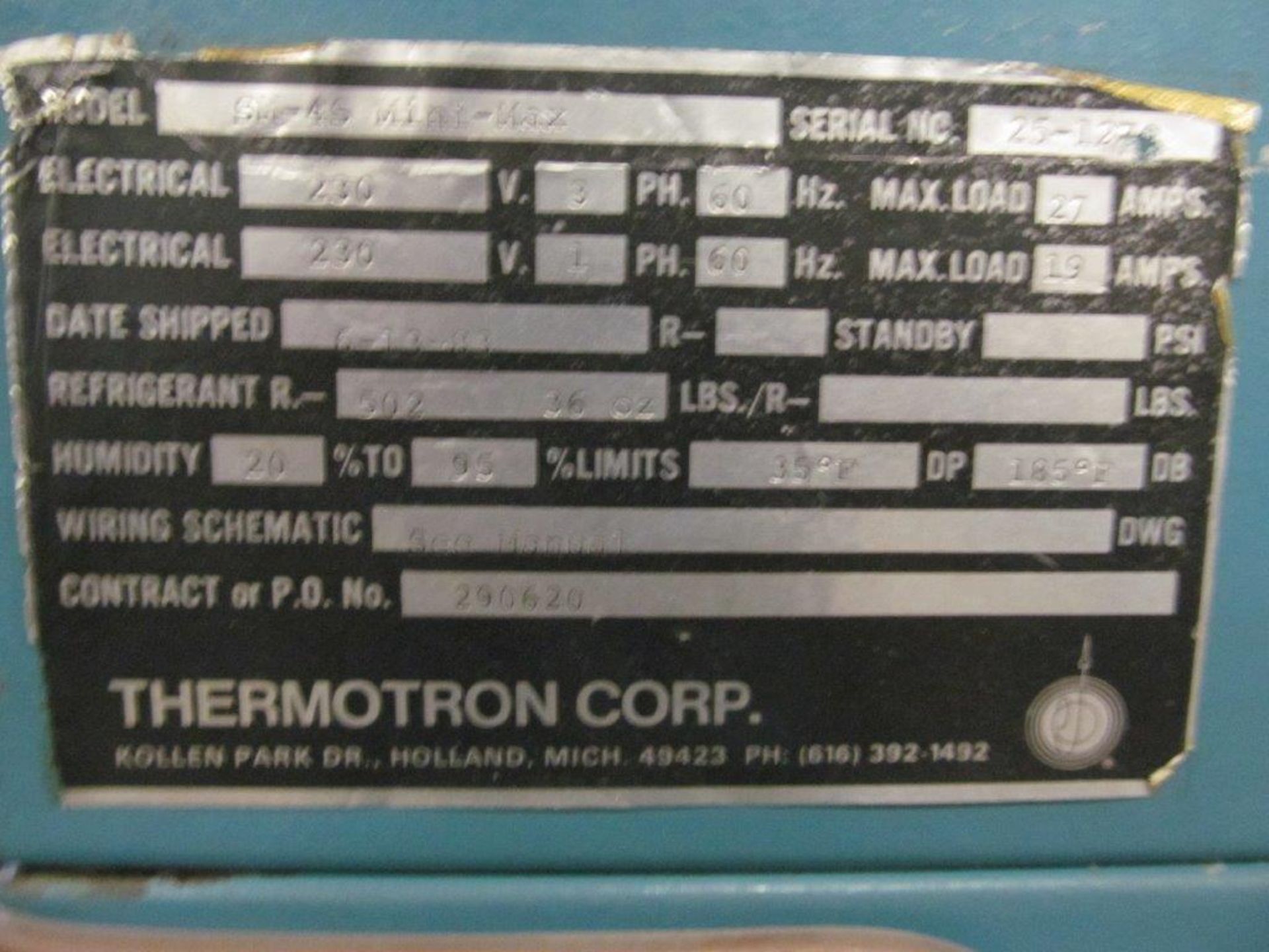 THERMOTRON 35deg F. to 185deg F. 19" x 19" x 19 1/2'' High - LOCATION- HAWKESBURY, ONTARIO - Image 12 of 12