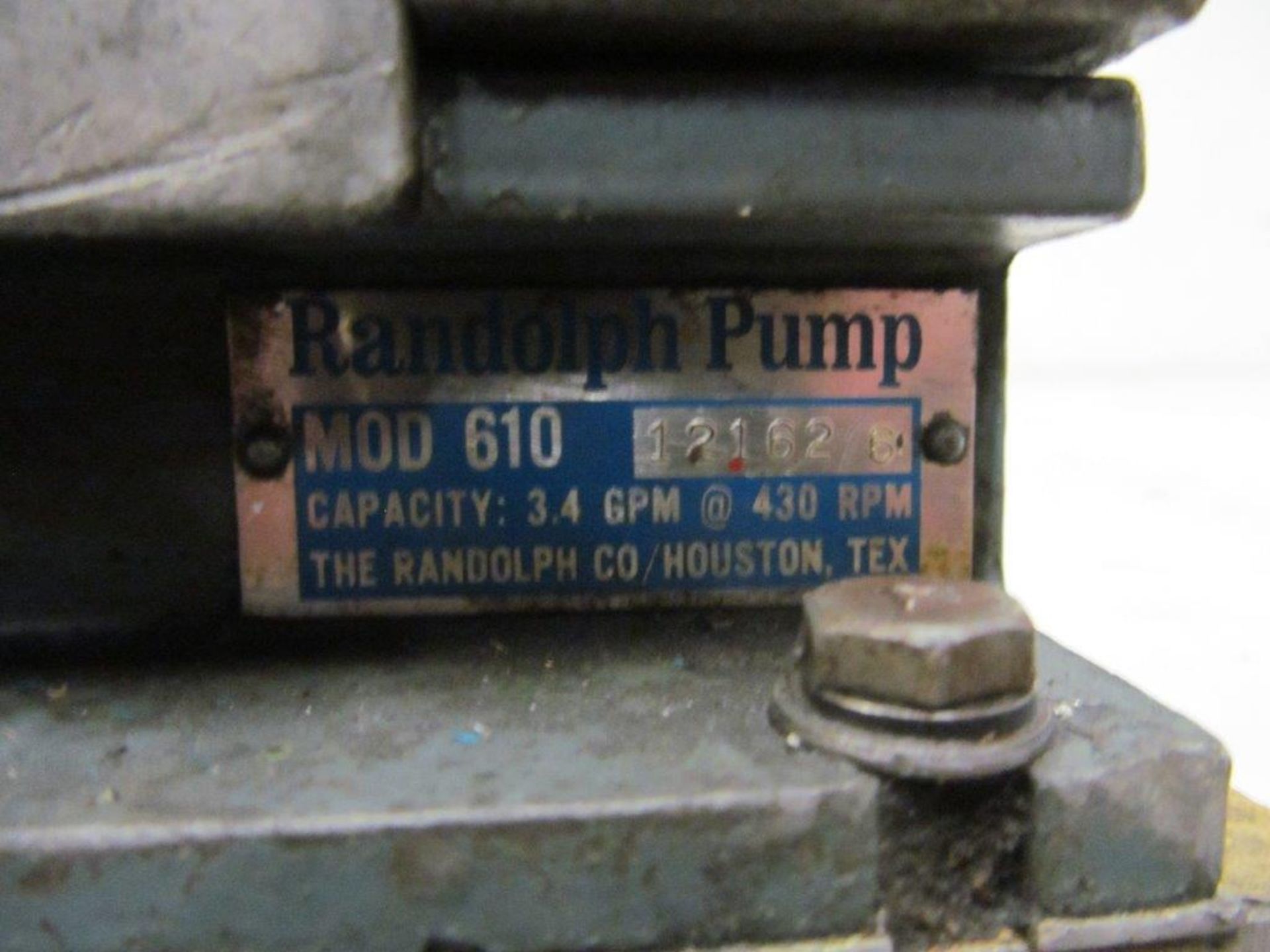 RANDOLPH PUMP, MODEL 610, CAP. 3.4 GPM AT 430 RPM - LOCATION, HAWKESBURY, ONTARIO - Image 3 of 3