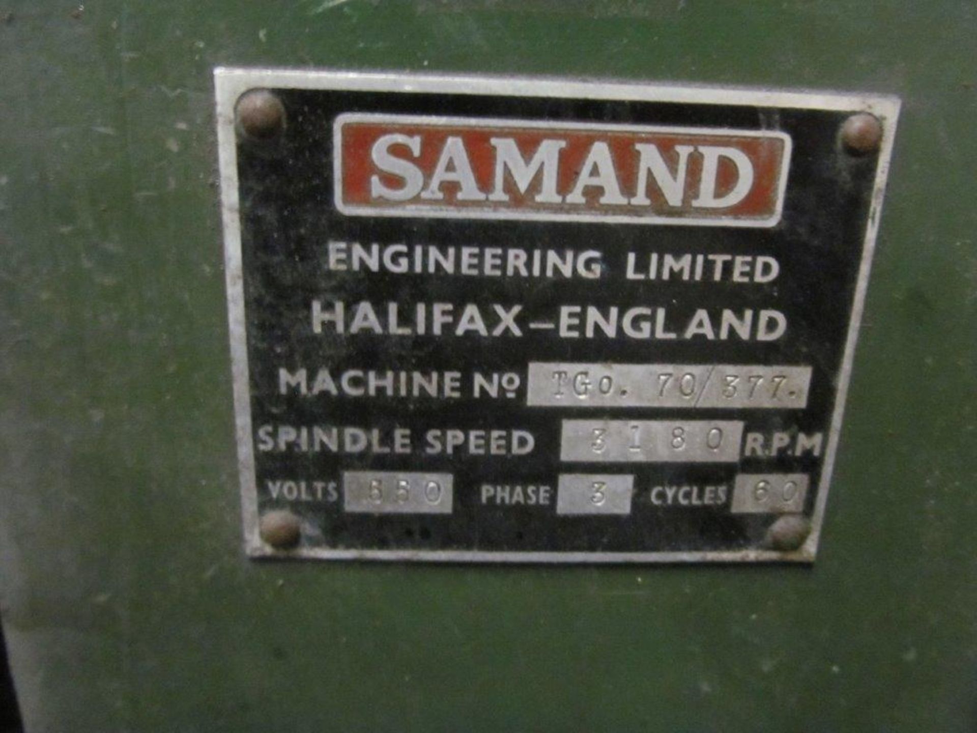 SAMAND TOOL GRINDER (ENGLAND), 6'' WHEELS C/W DIAMOND WHEEL, 550V/3PH/60C - LOCATION, HAWKESBURY, - Image 4 of 4