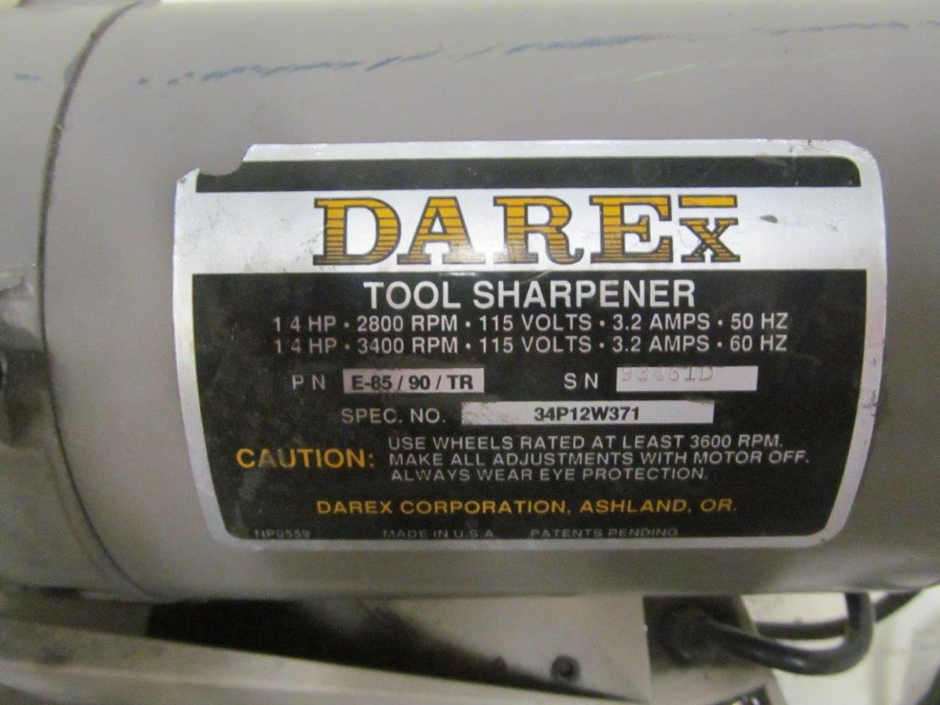 DAREX TOOL SHARPENER (USA), MODEL E-85/90/TR, S/N93461D, 115V/1PH/60C - Image 6 of 6