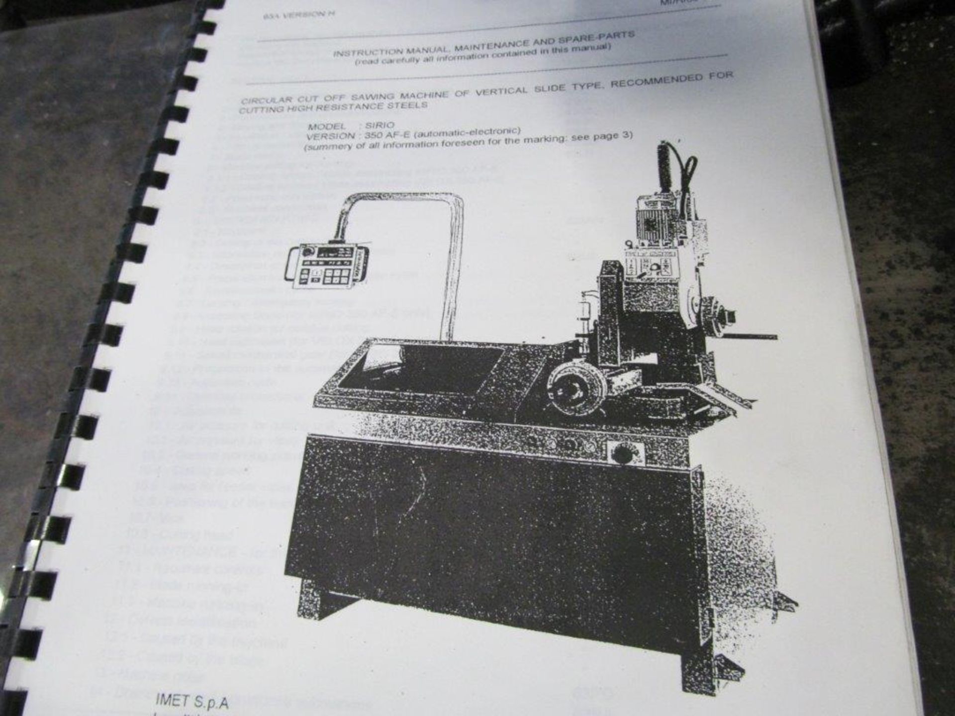 IMET SAW (COLD-AUTO), MODEL SIR10 350 AF-E, 14'' BLADE - LOCATION, MONTREAL, QUEBEC - Image 4 of 4