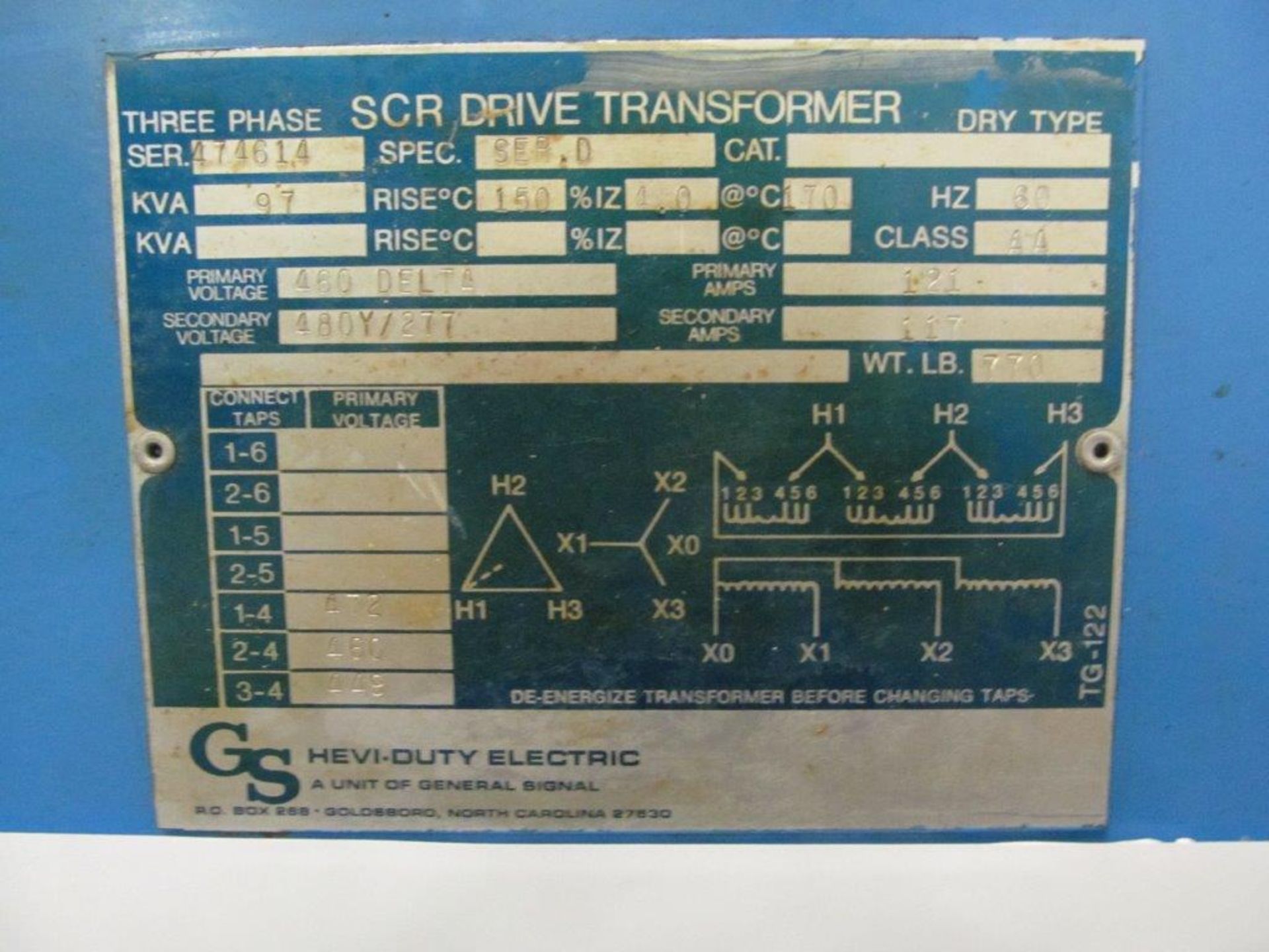 TRANSFORMER 97 KVA, 460V/480V/277V - LOCATION, HAWKESBURY, ONTARIO - Image 4 of 4
