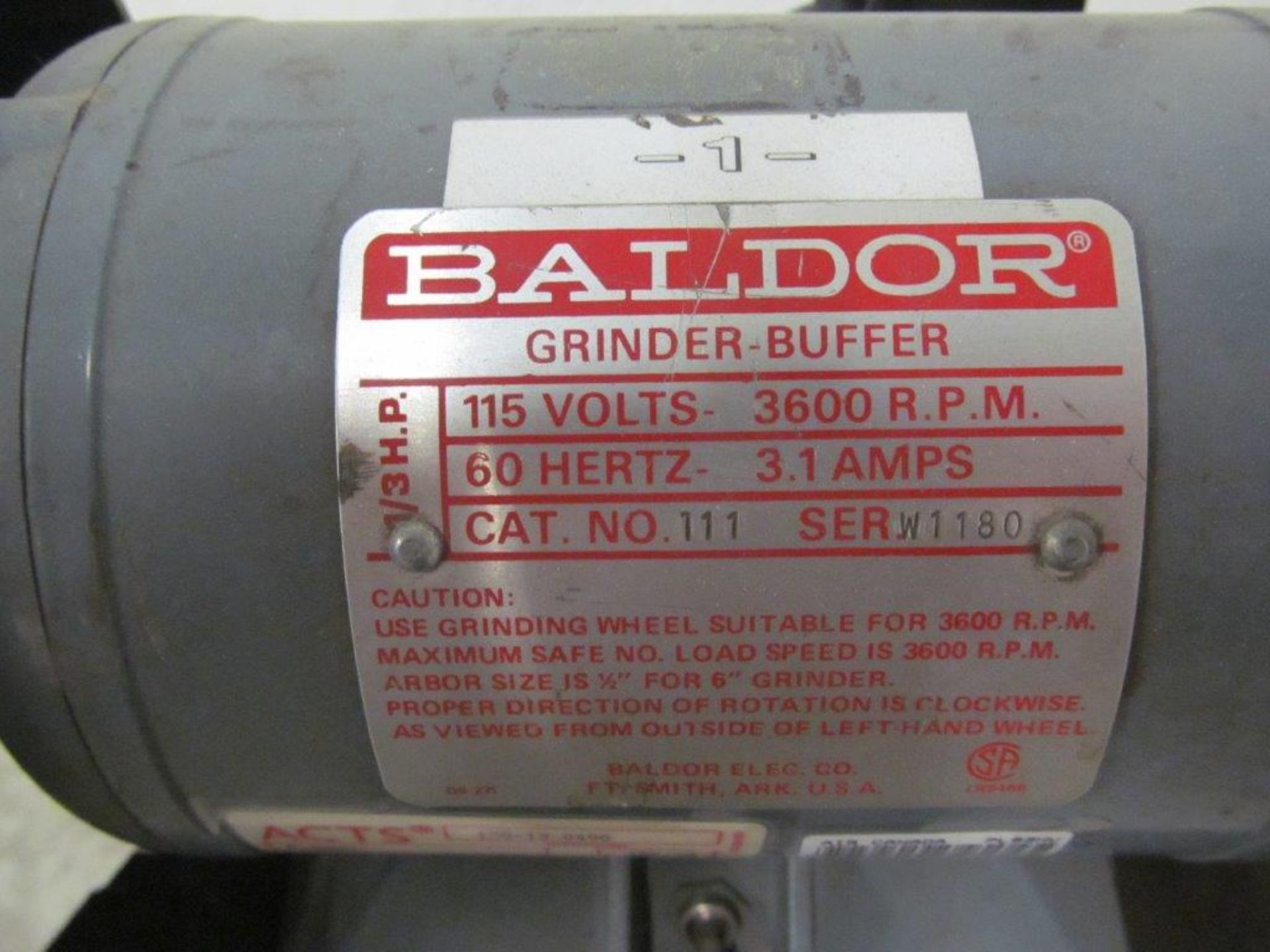 BALDOR GRINDER/BUFFER, 6'' DIAMETER, 115V/1PH/60C - LOCATION, HAWKESBURY, ONTARIO - Image 2 of 2