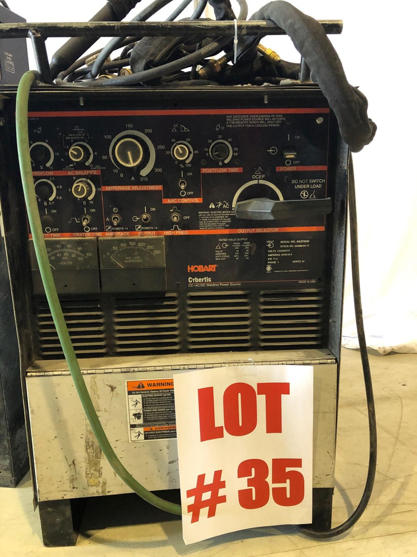 HOBART WELDER, MODEL CYBERTIG, S/N KK275243, 250AMPS, WITH COOLANT CIRCULATOR - Image 2 of 7