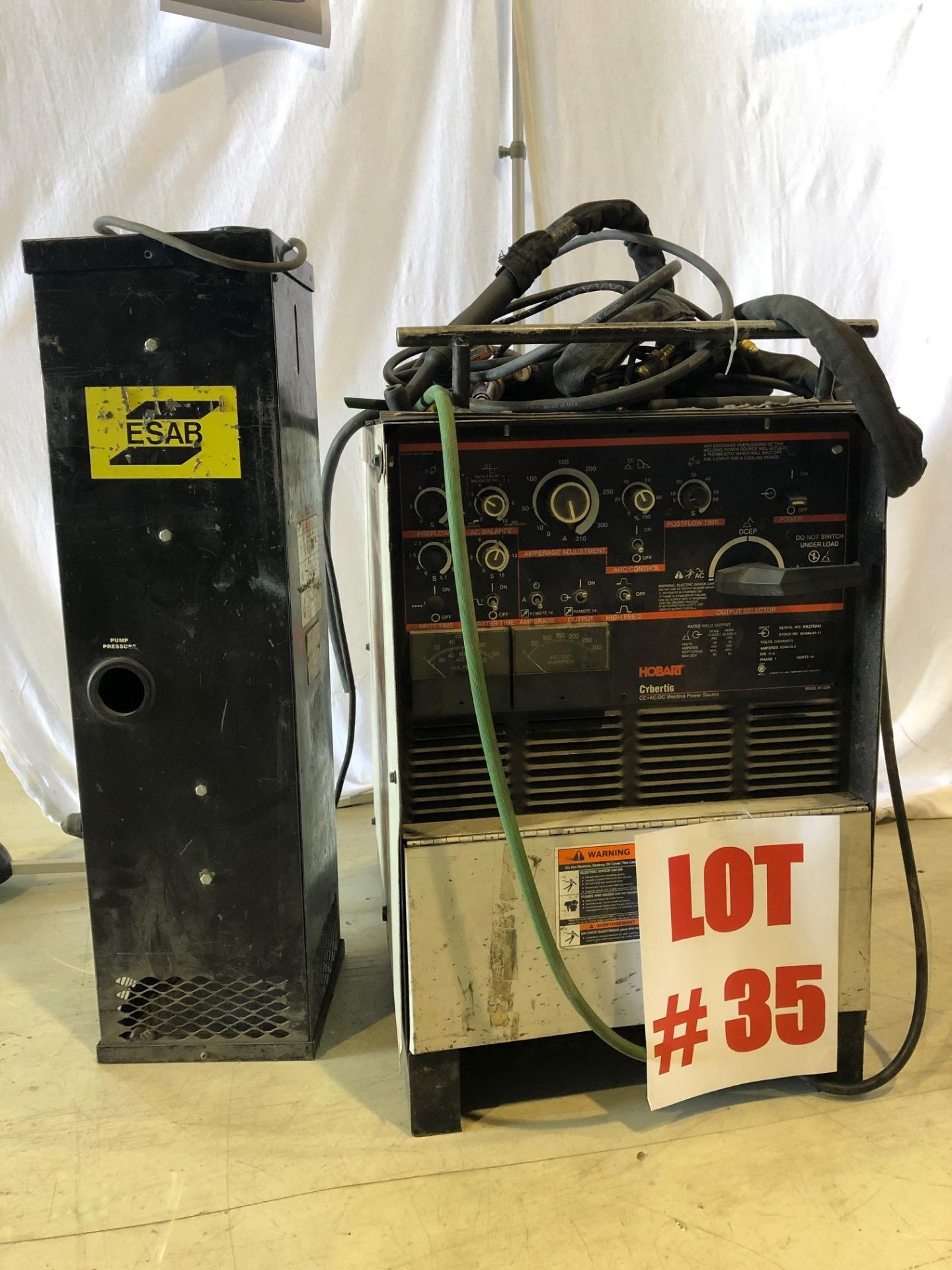 HOBART WELDER, MODEL CYBERTIG, S/N KK275243, 250AMPS, WITH COOLANT CIRCULATOR